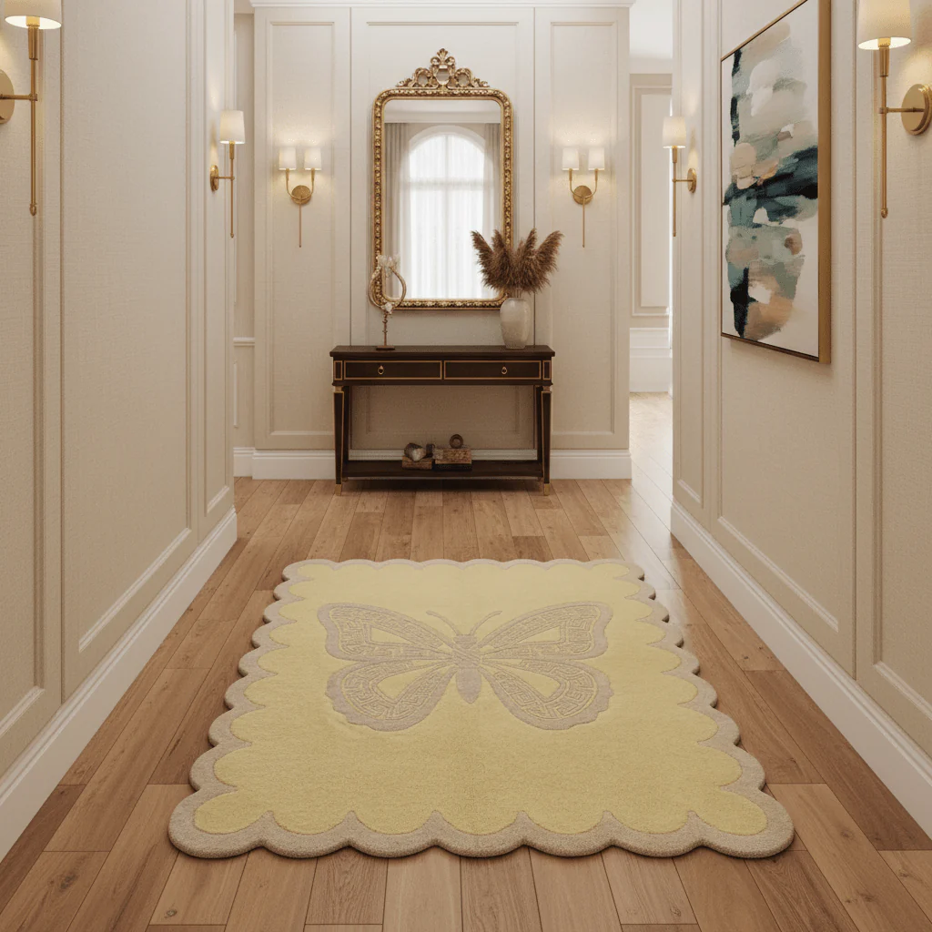 Scalloped Butterfly Hand Tufted Wool Rug - Image 2