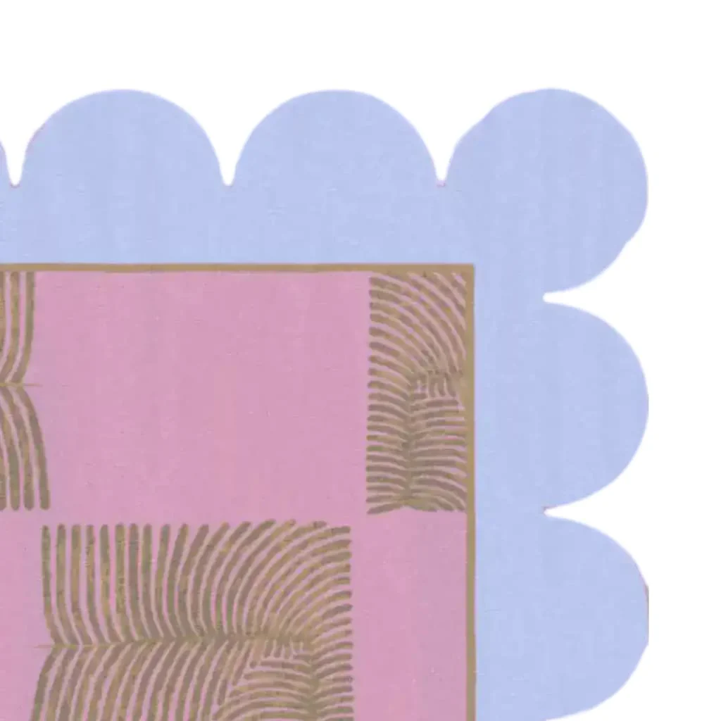 Scalloped Leaf Checker Pink Hand Tufted Rug - Image 7