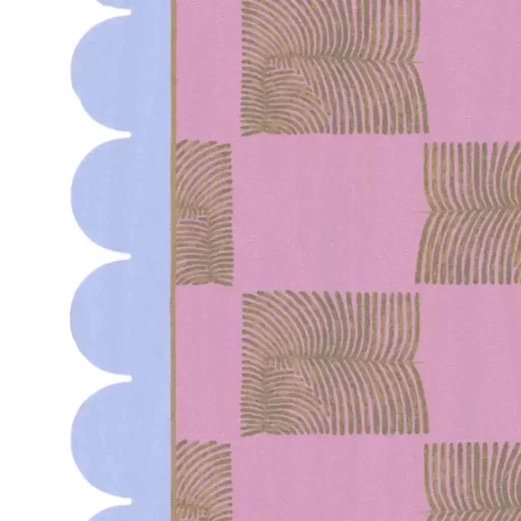 Scalloped Leaf Checker Pink Hand Tufted Rug - Image 8