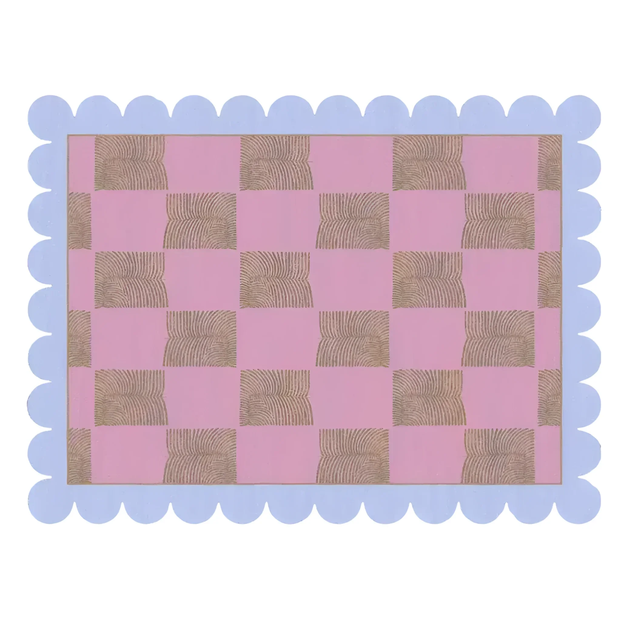 Scalloped Leaf Checker Pink Hand Tufted Rug - Image 9