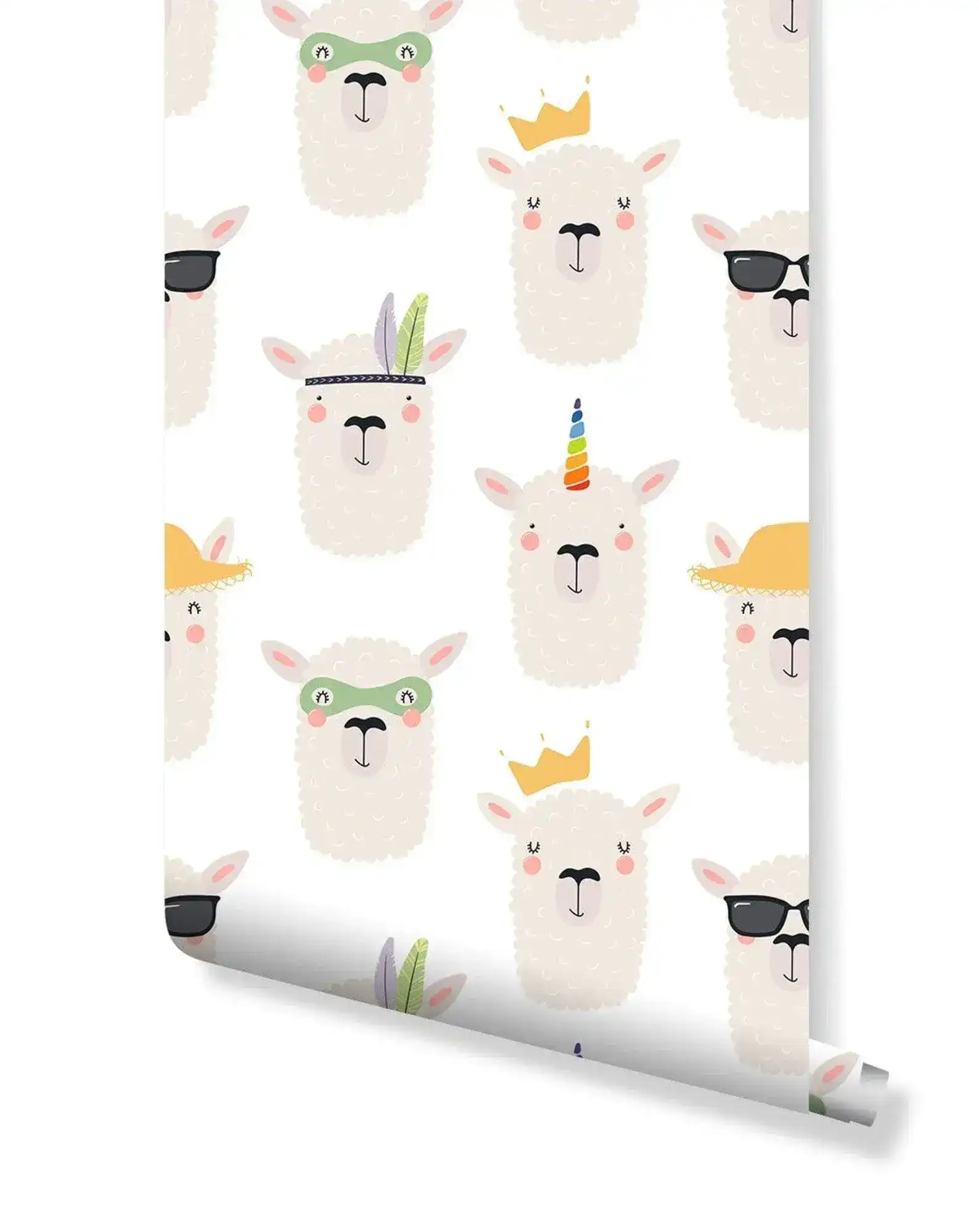 Scandinavian Cartoon Llama Face Wallpaper - Image 3