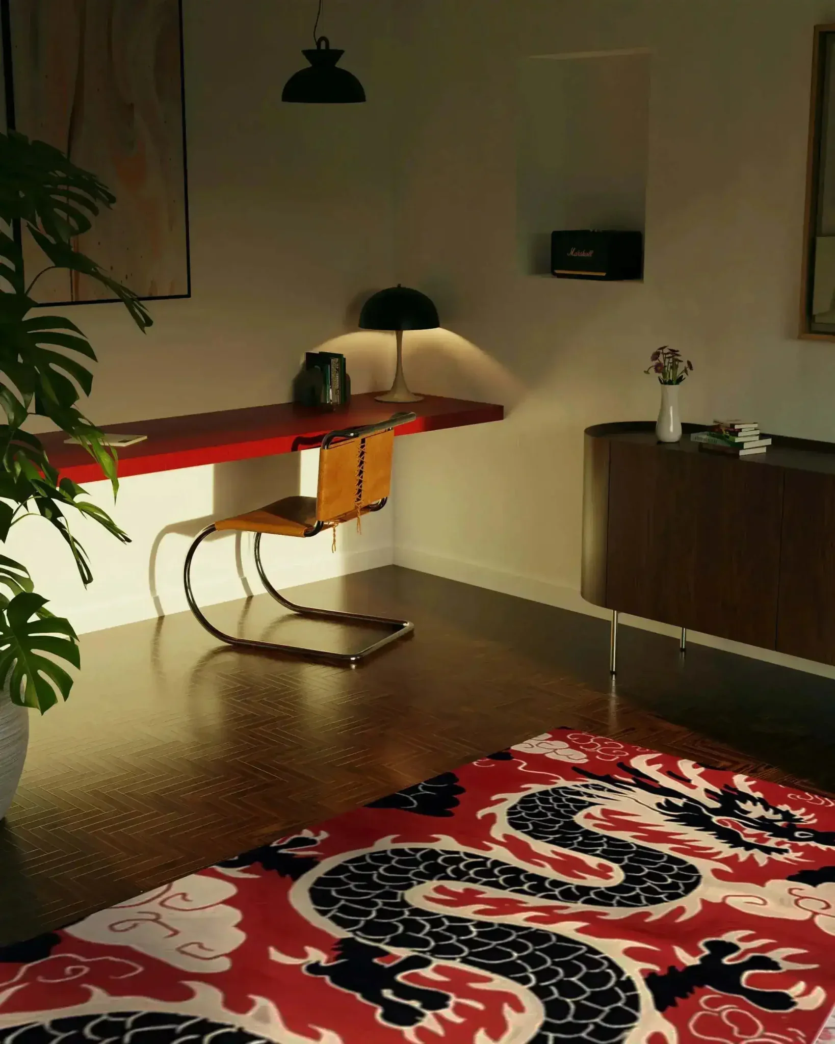Scarlet Shadow Dragon Hand Tufted Rug - Image 3