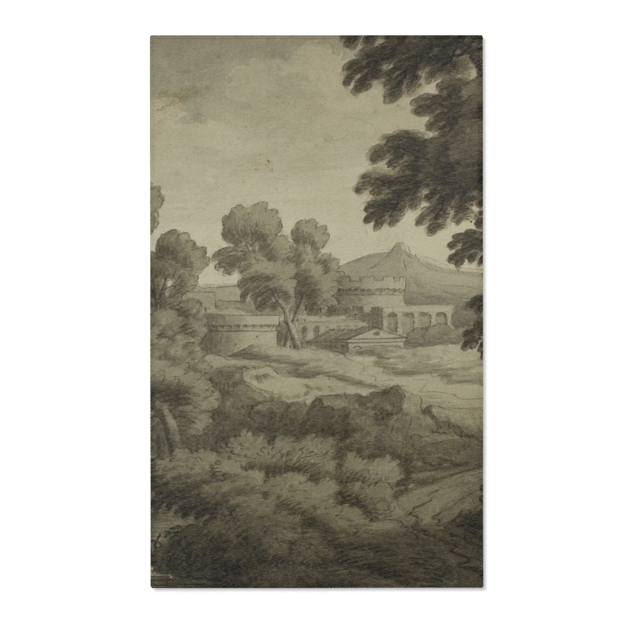 School of Nicolas Poussin - Italianate Landscape with Castle, Trees and Water in Foreground | Area Rug - Image 2