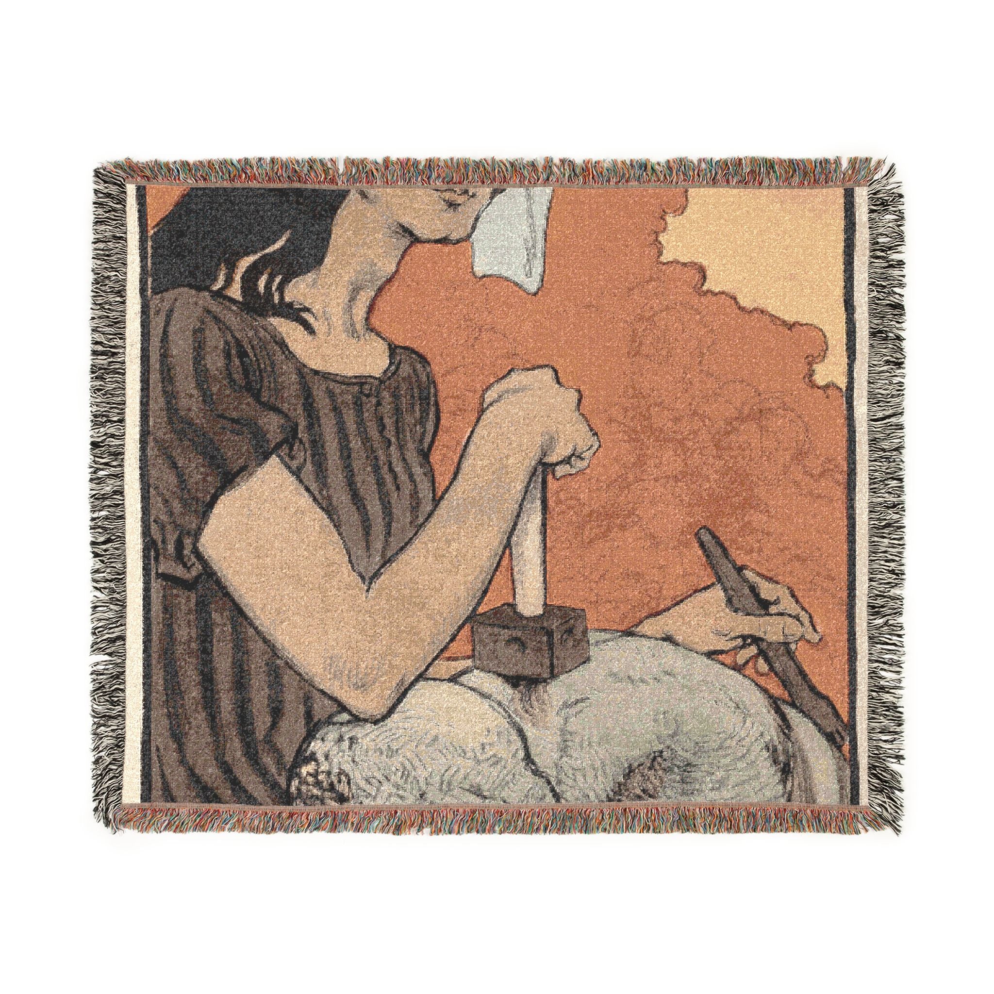 sculptress-eugene-grasset | Woven Tapestry Blanket - Image 7