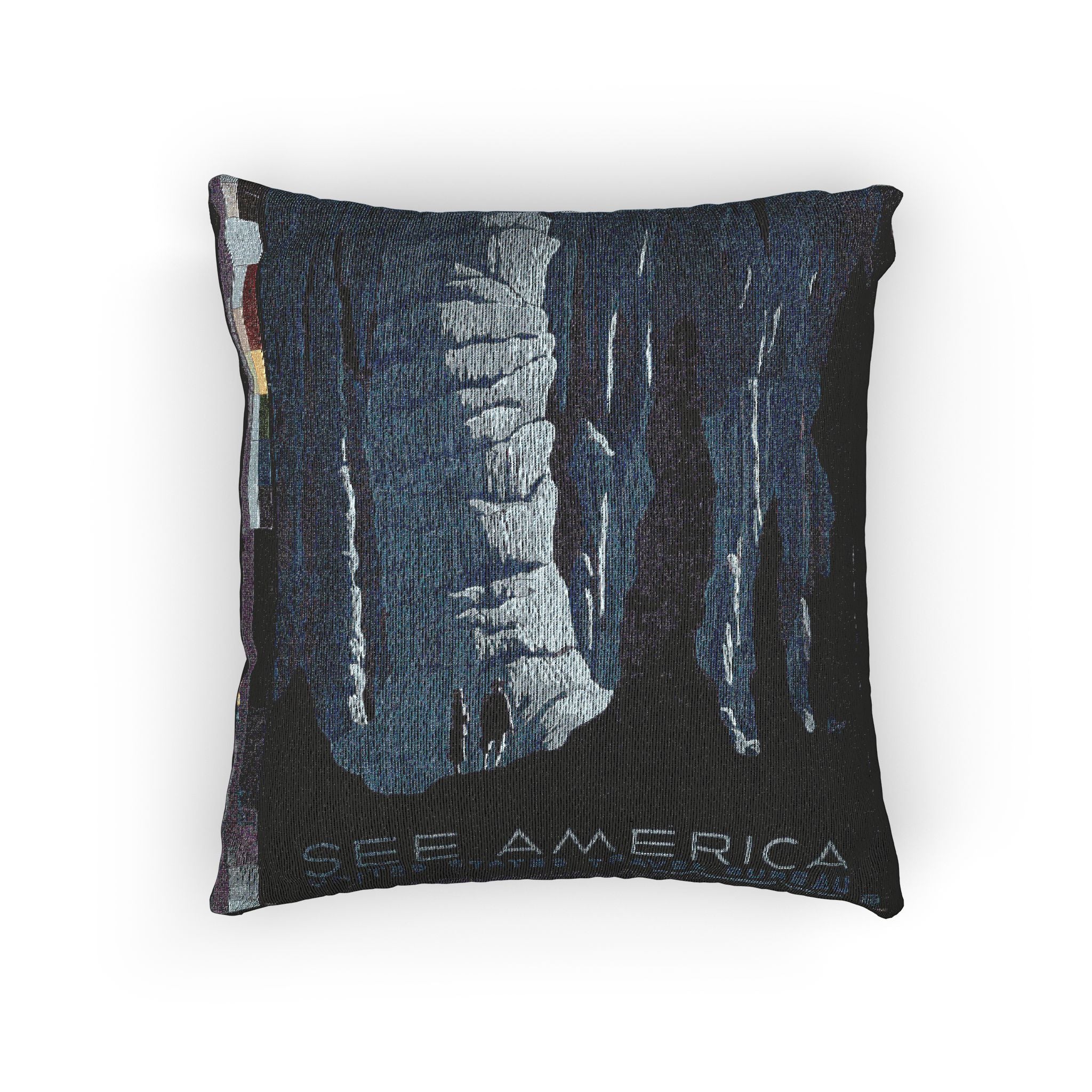 see-america-carlsbad-caverns-wpa-federal-art-project | Woven Pillow - Image 3