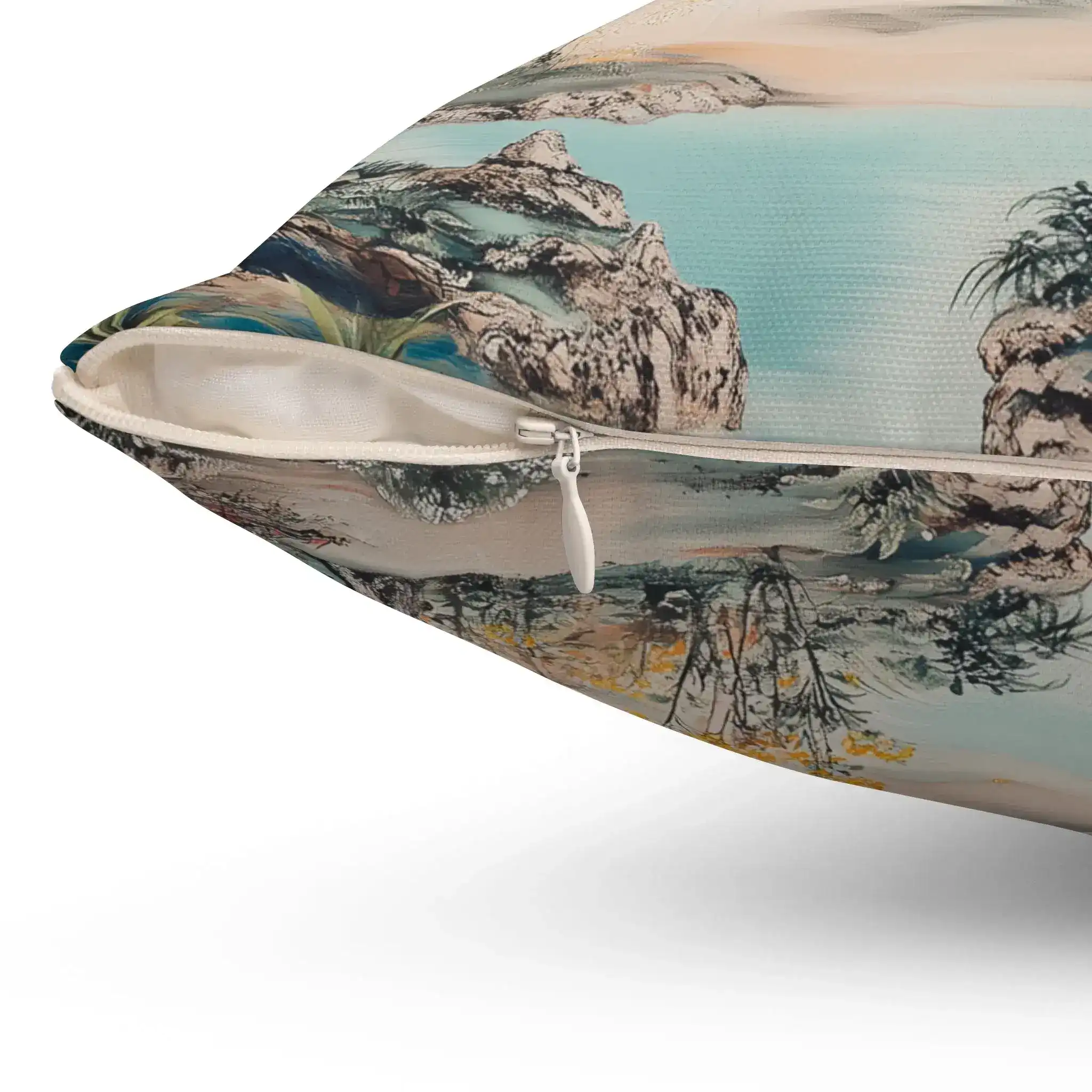 Serene Oriental Birdscape Throw Pillow - Image 3