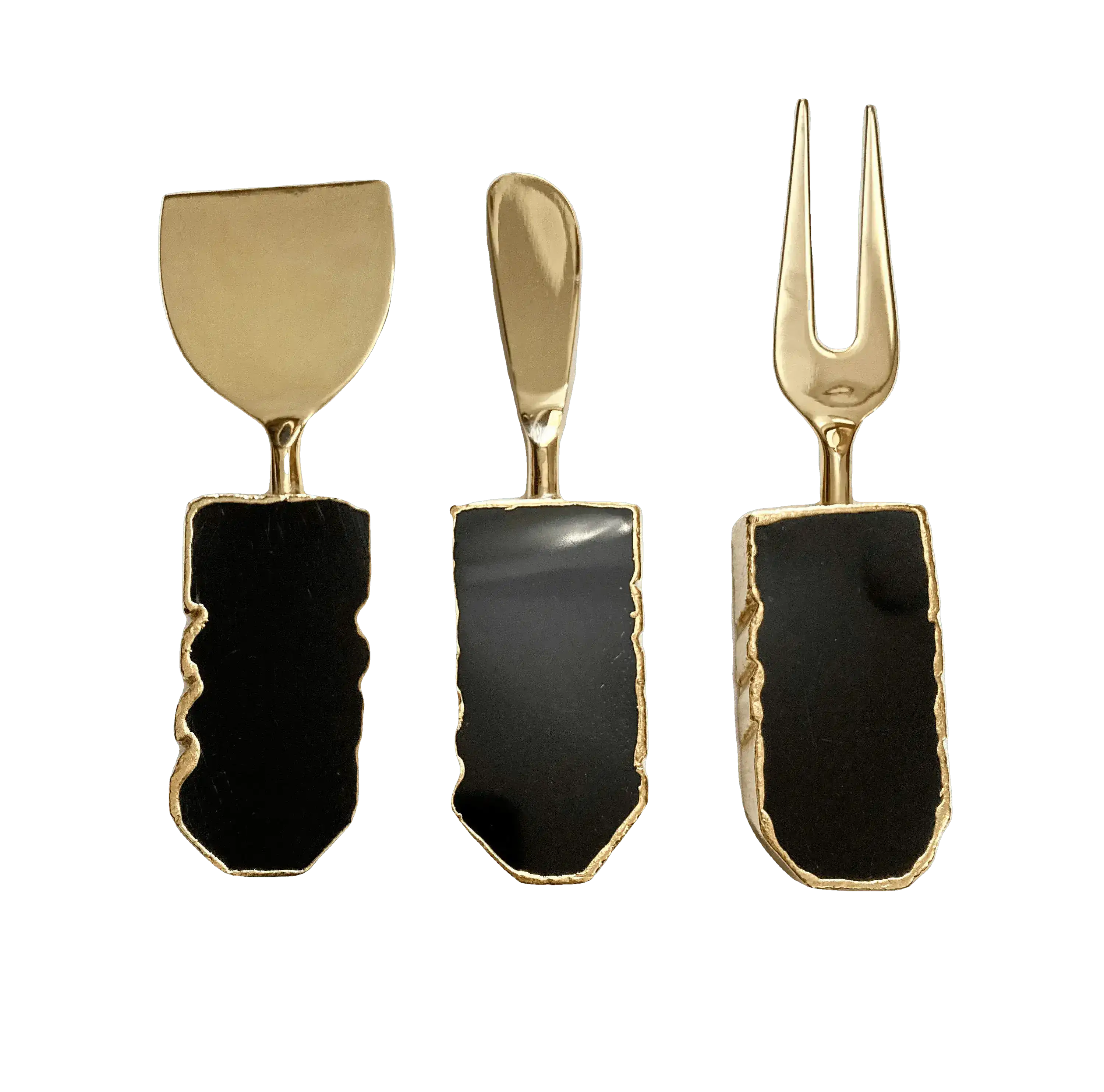 Set of 3 Black Agate Cheese Knives Spreaders