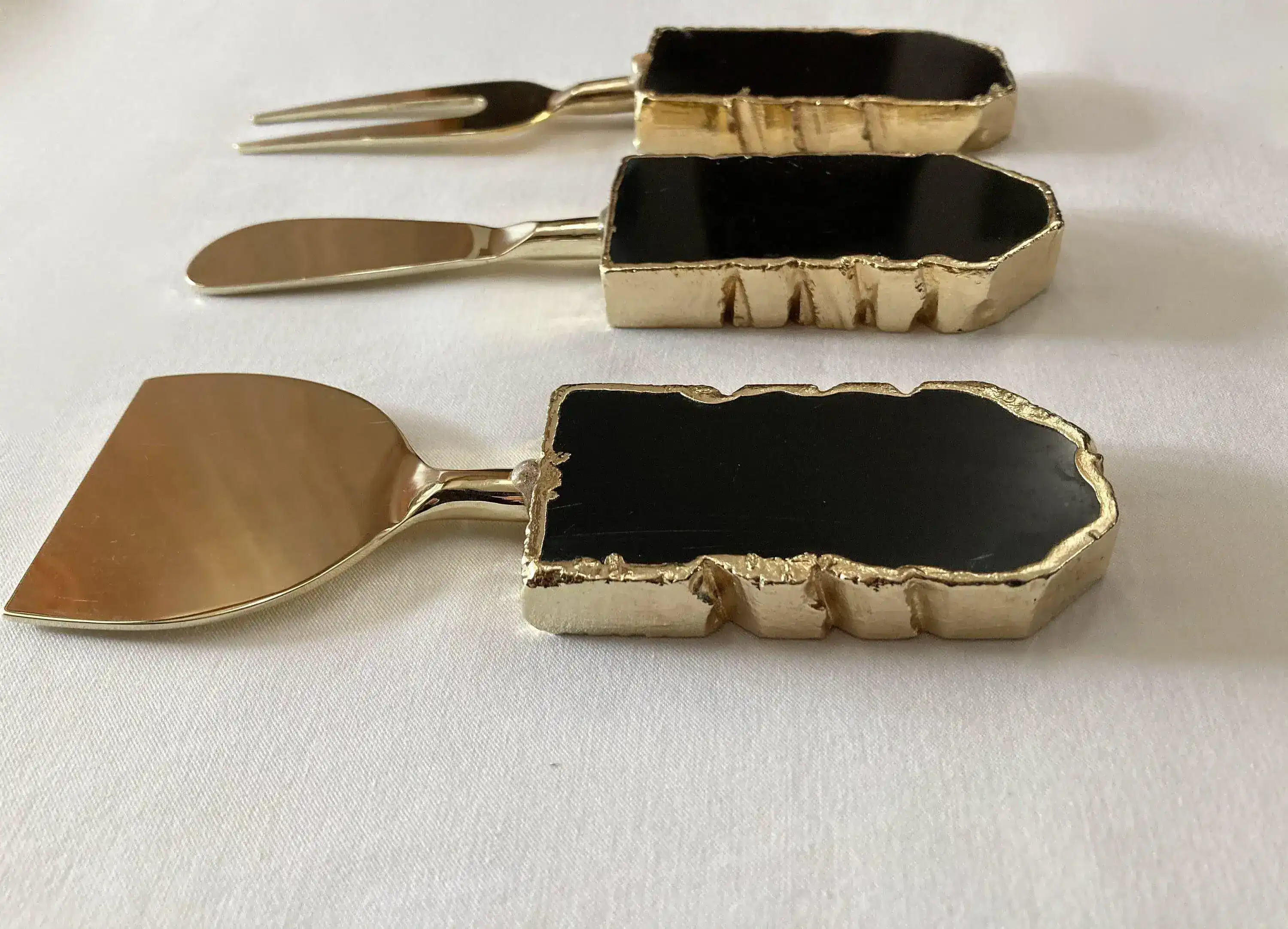Set of 3 Black Agate Cheese Knives Spreaders - Image 2