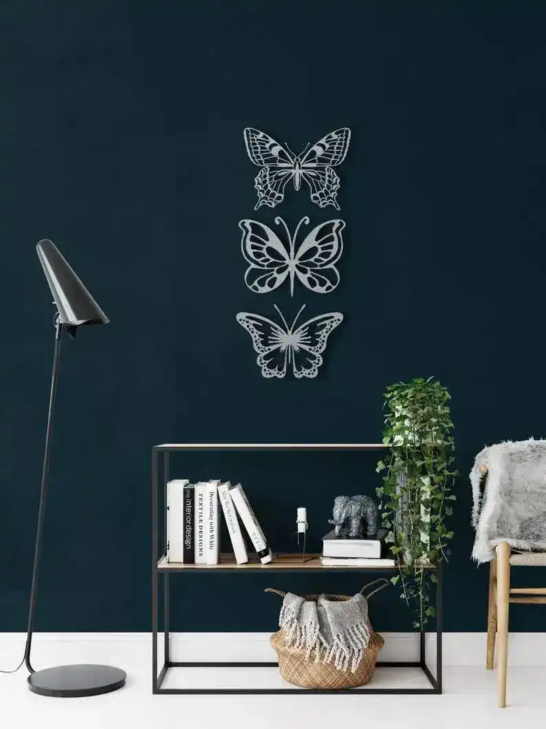 Set of 3 Butterflies Metal Wall Decor - Image 3