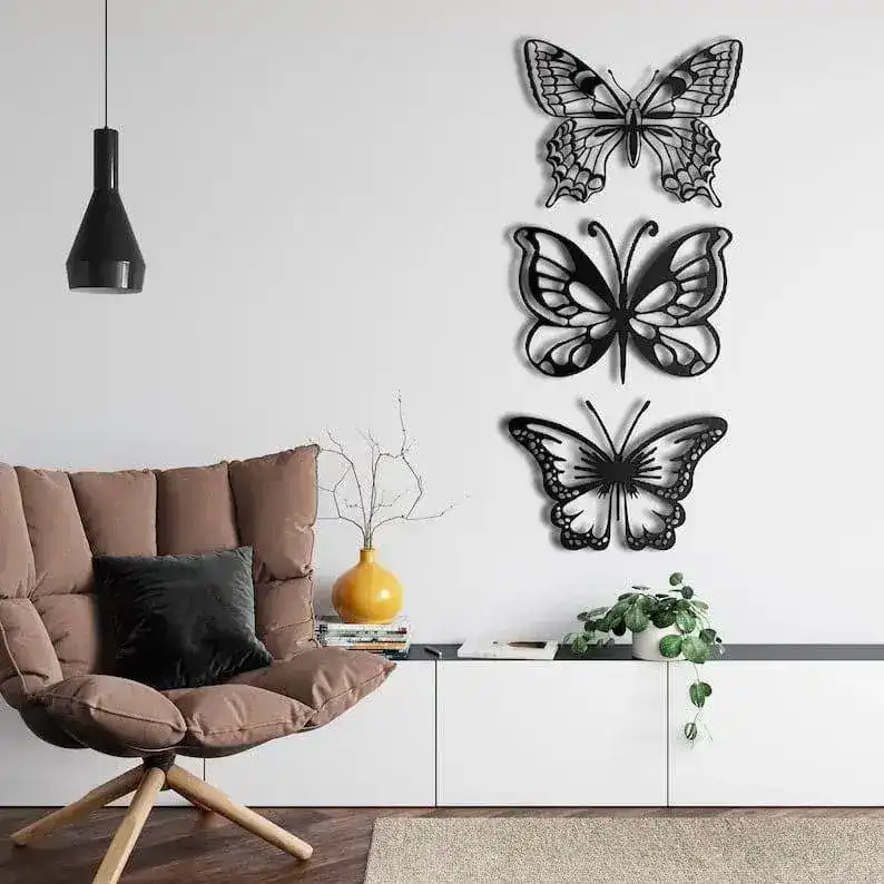 Set of 3 Butterflies Metal Wall Decor - Image 6