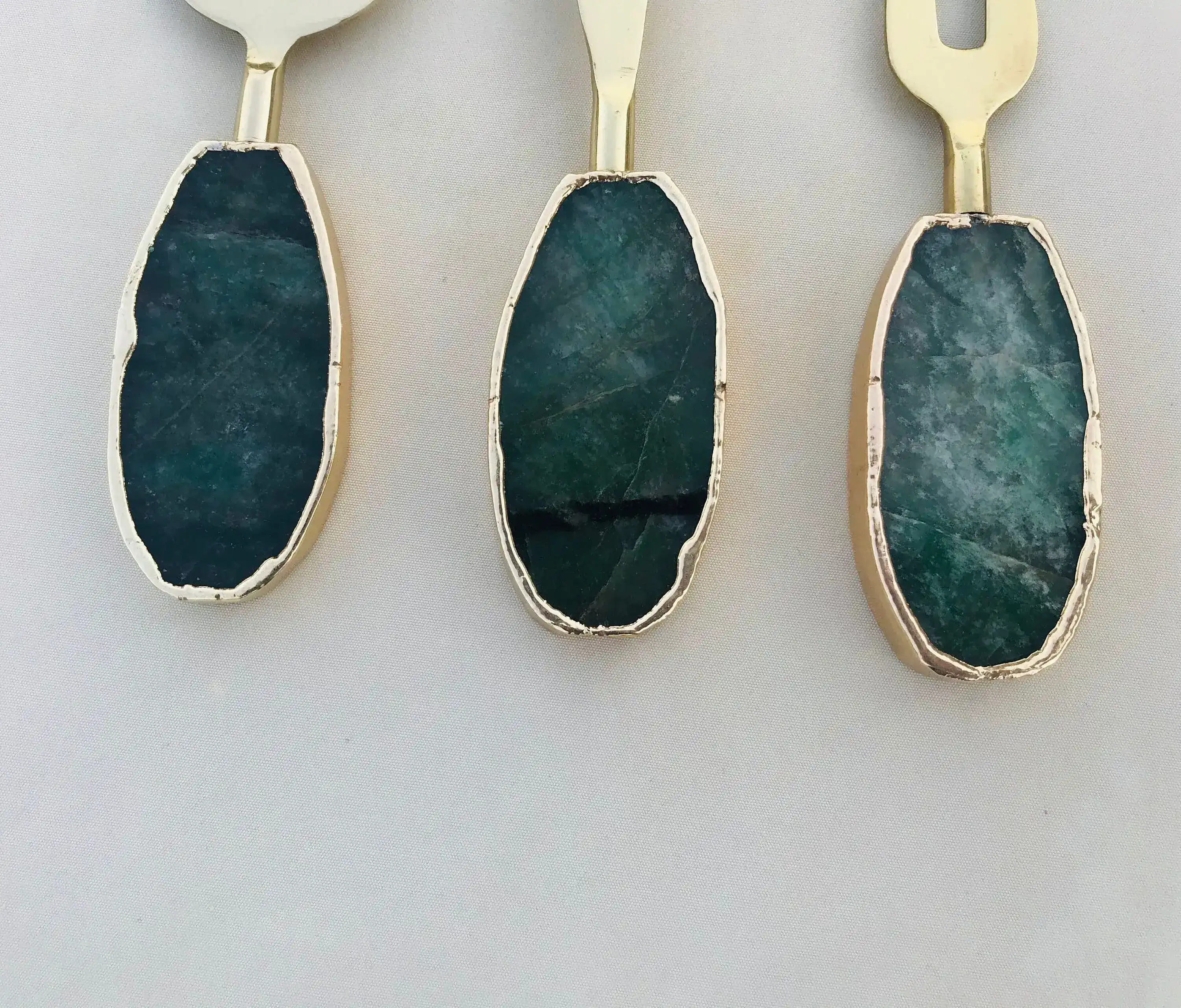 Set of 3 Green Agate Cheese Knives Spreaders - Image 5