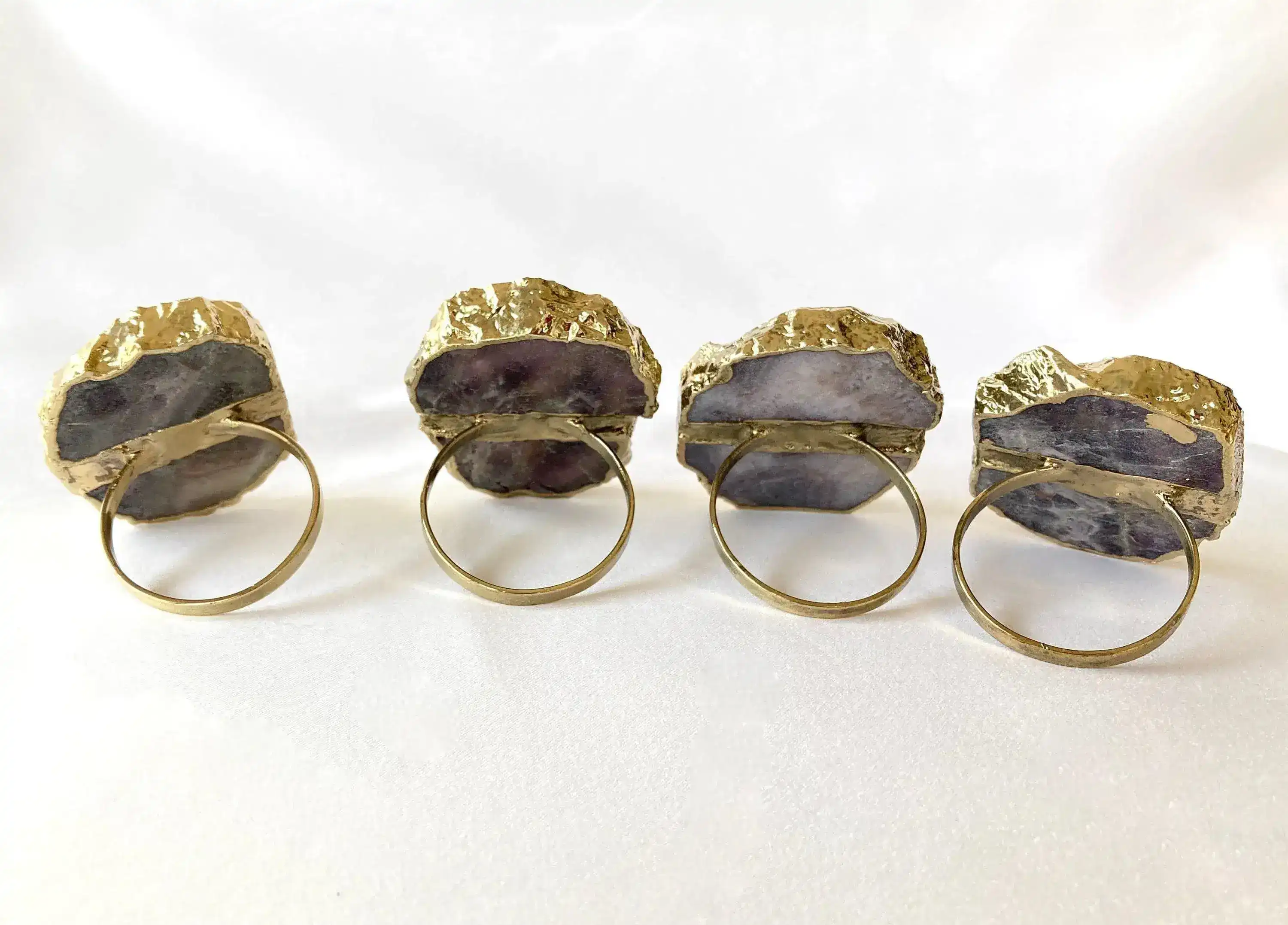 Set of 4 Hand Rounded Amethyst Agate Napkin Rings - Image 5
