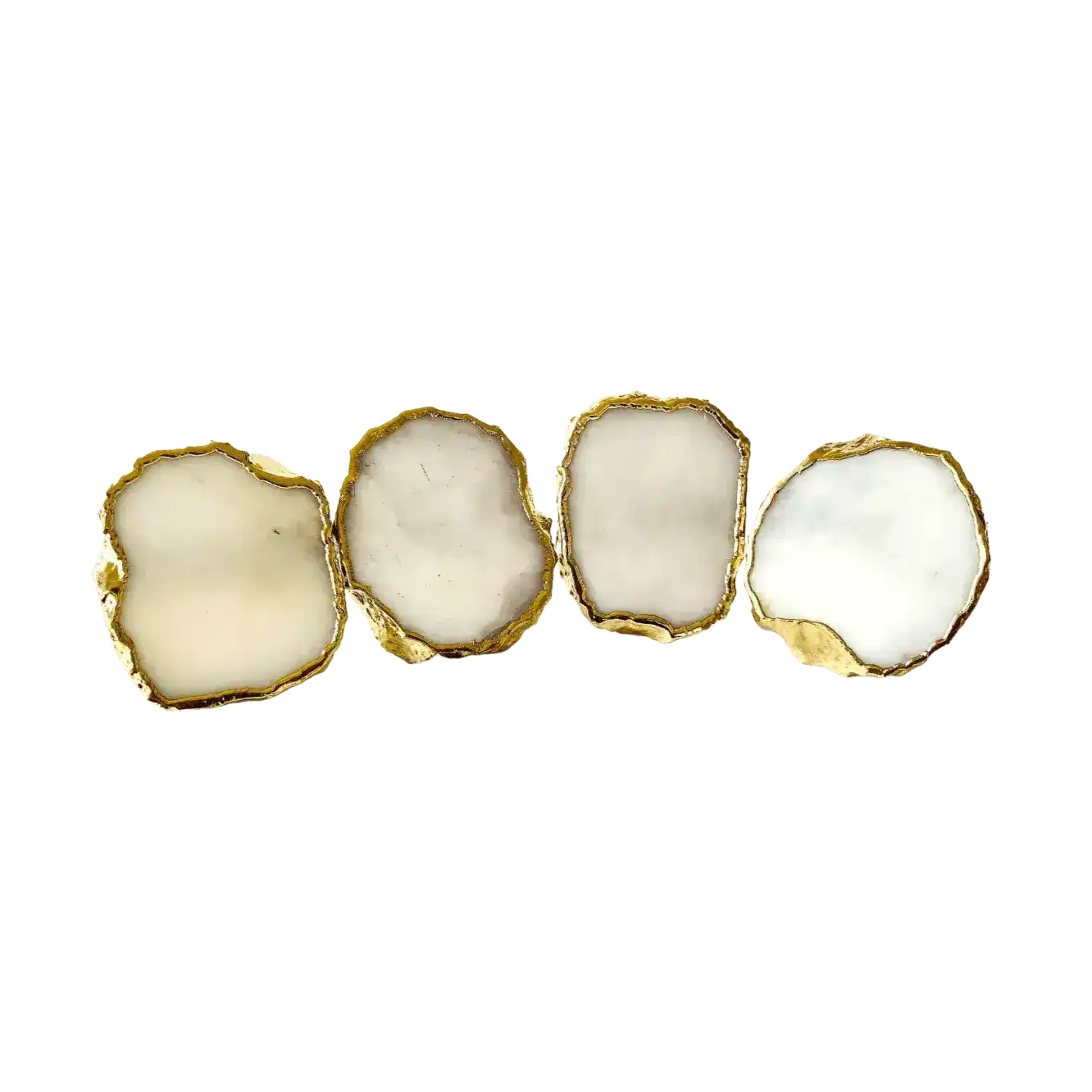 Set of 4 Hand Rounded White Agate Napkin Rings - Image 3