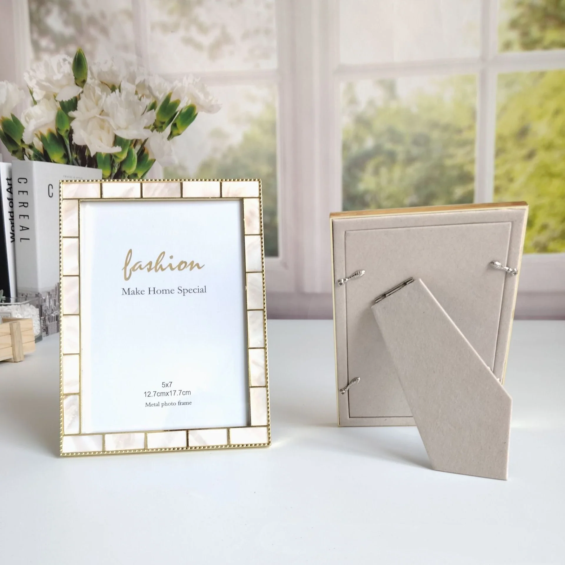 Shell Inlaid Metal Picture Frame - Image 8
