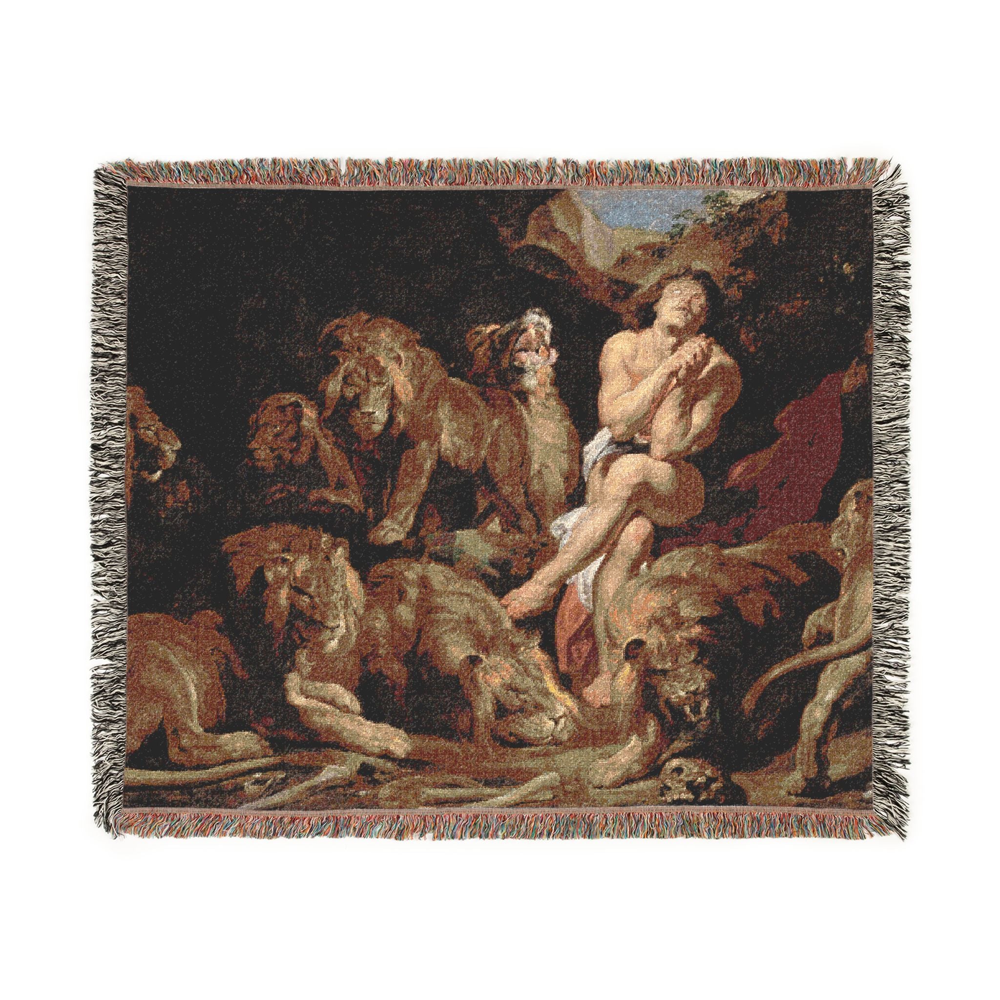 Sir Peter Paul Rubens - Daniel in the Lions' Den - Google Art Project | Woven Tapestry Blanket - Image 7