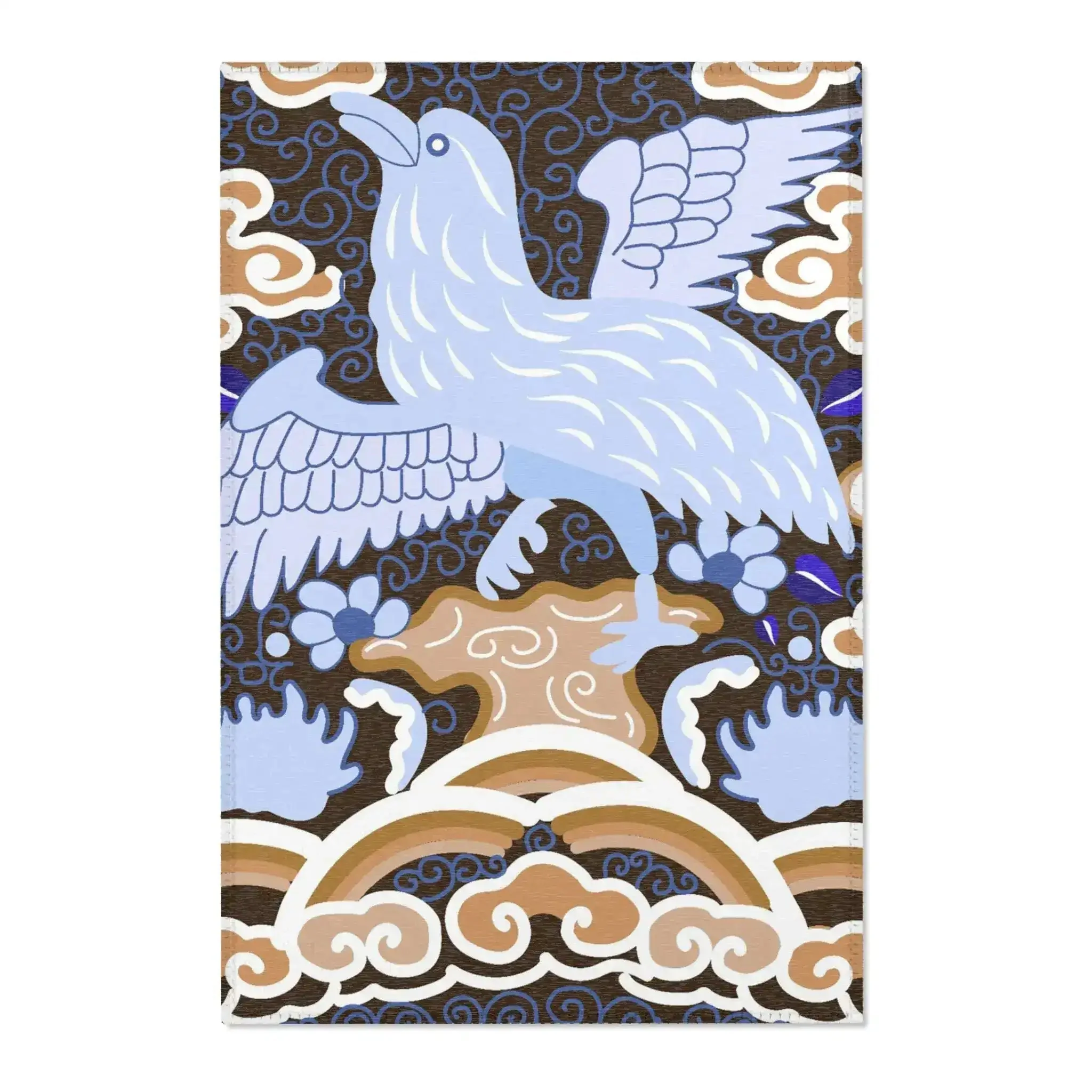 Sky Blue Phoenix with Golden Clouds Accent Rug - Image 2