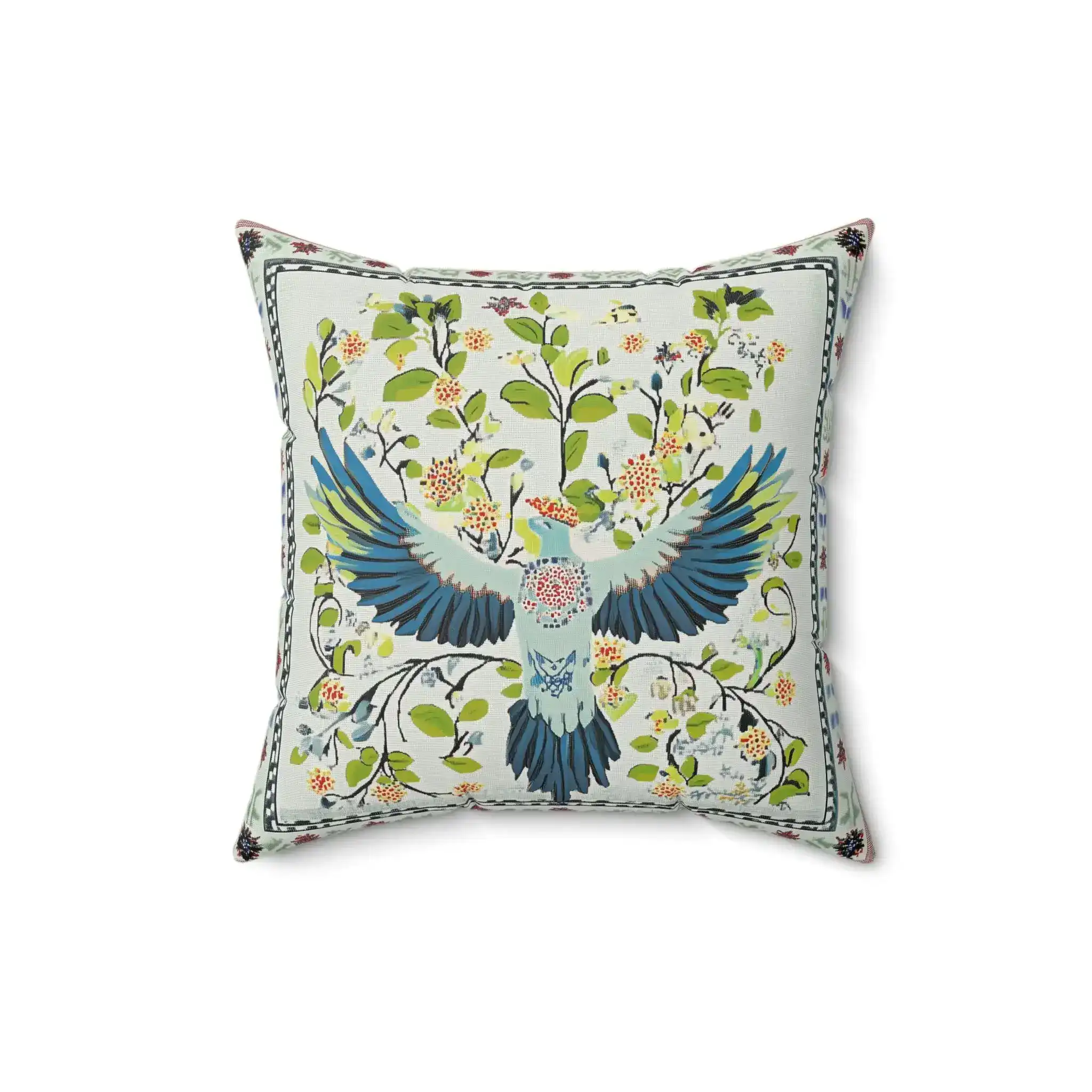 Skyward Blossom Bird Throw Pillow - Image 4