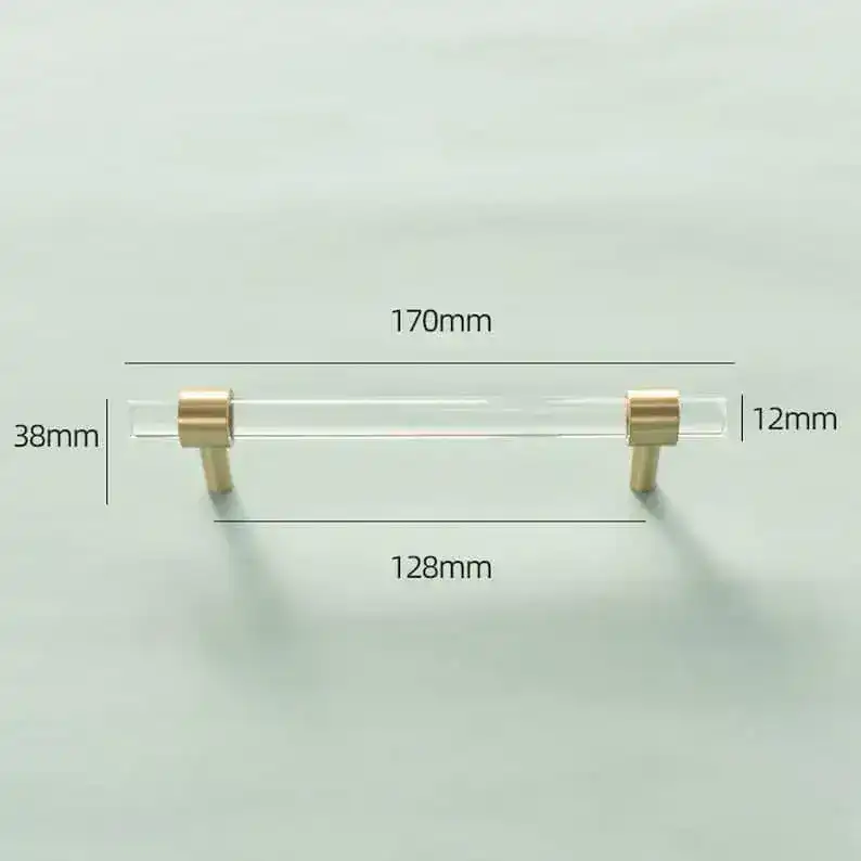 Sleek Acrylic Cabinet Drawer Pull with Brass Handle - Image 11