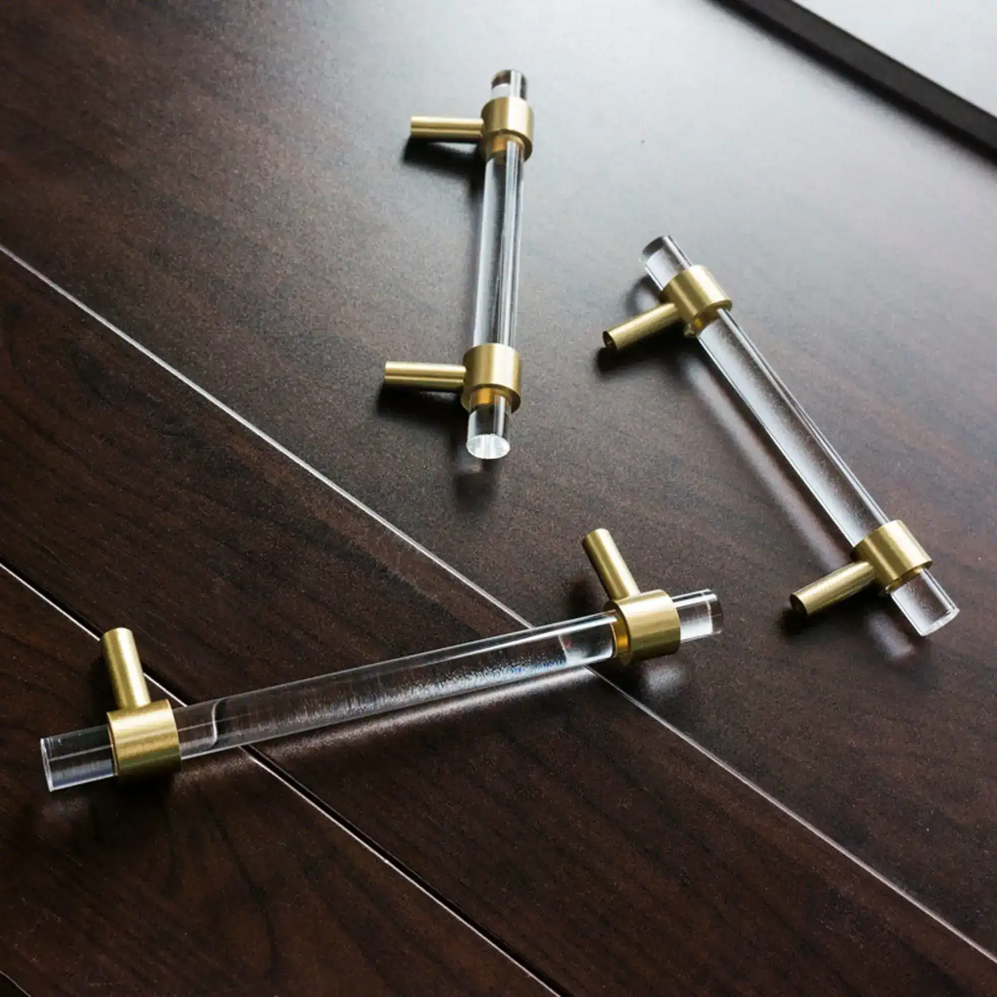 Sleek Acrylic Cabinet Drawer Pull with Brass Handle - Image 5