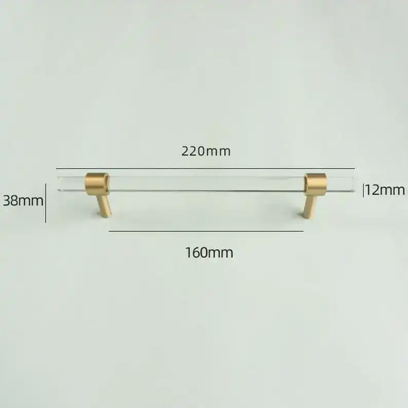 Sleek Acrylic Cabinet Drawer Pull with Brass Handle - Image 6
