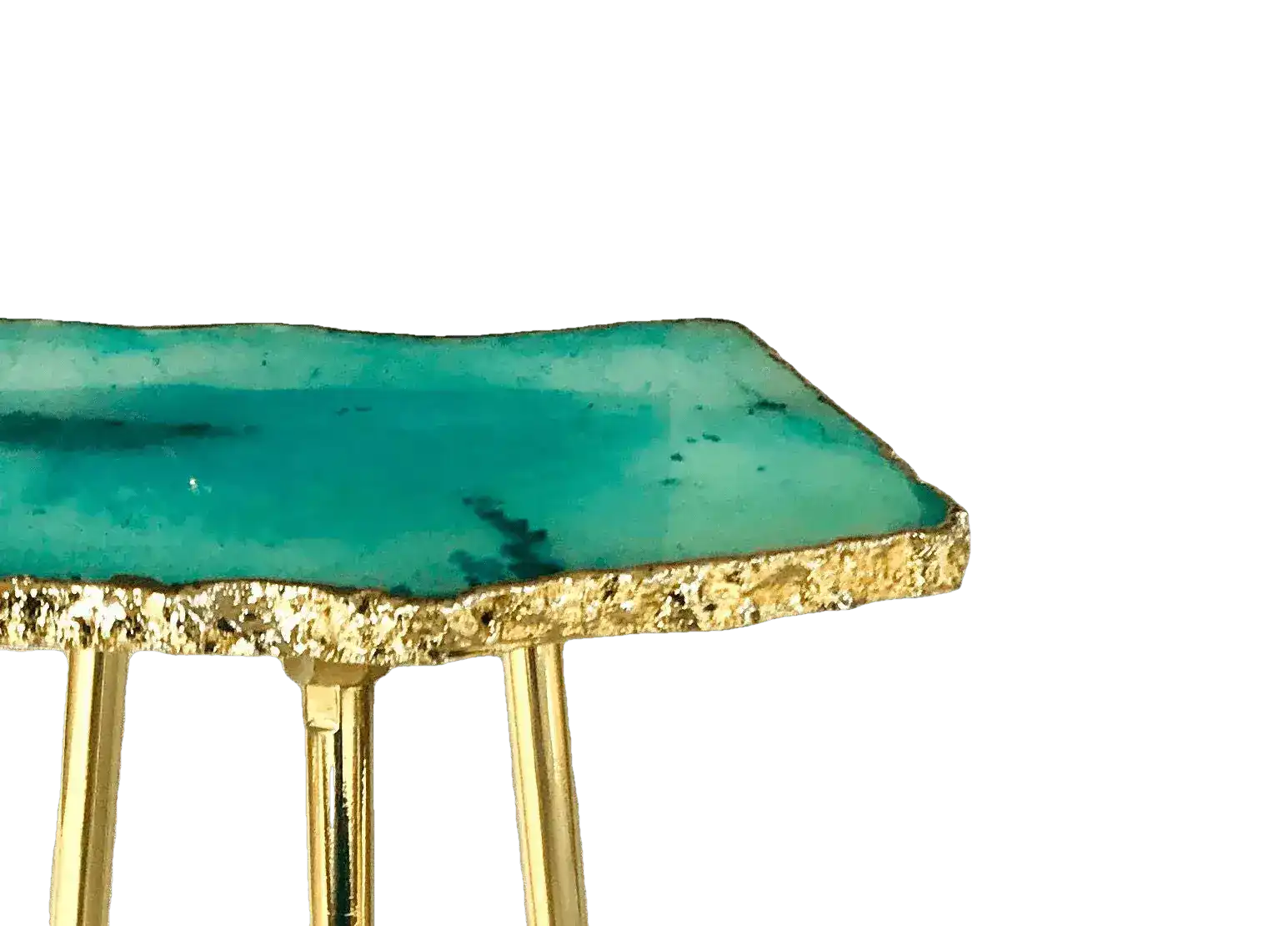 Small Aqua Agate Quartz Organic Edge Accent Table - Image 3