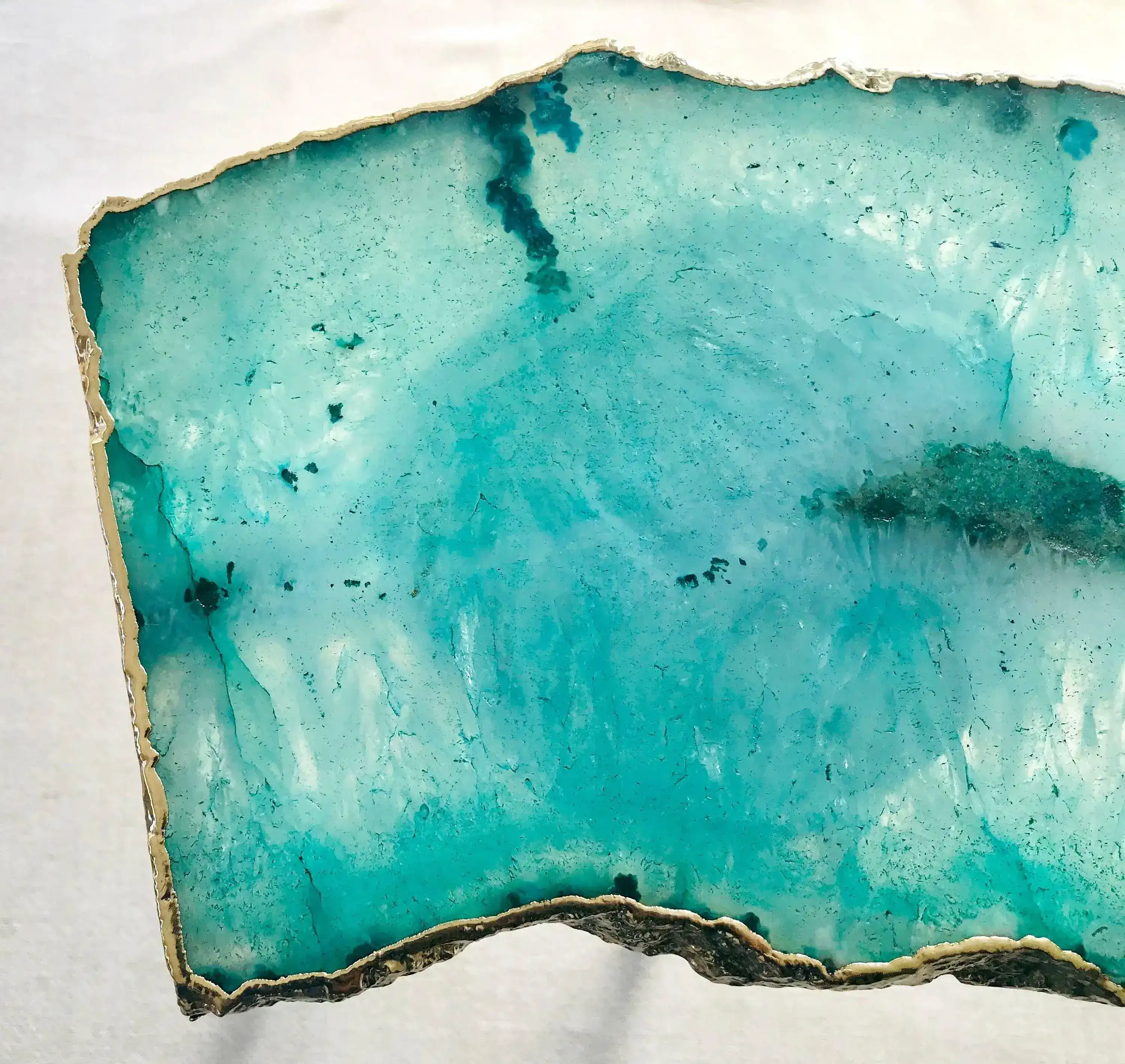 Small Aqua Agate Quartz Organic Edge Accent Table - Image 4