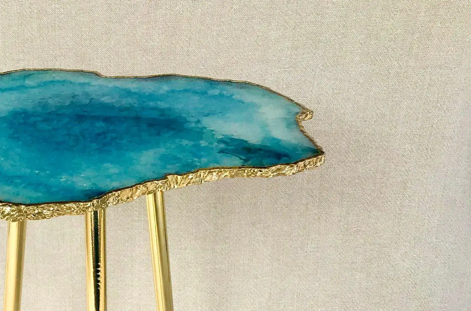 Small Blue Agate Quartz Organic Edge Accent Table - Image 4