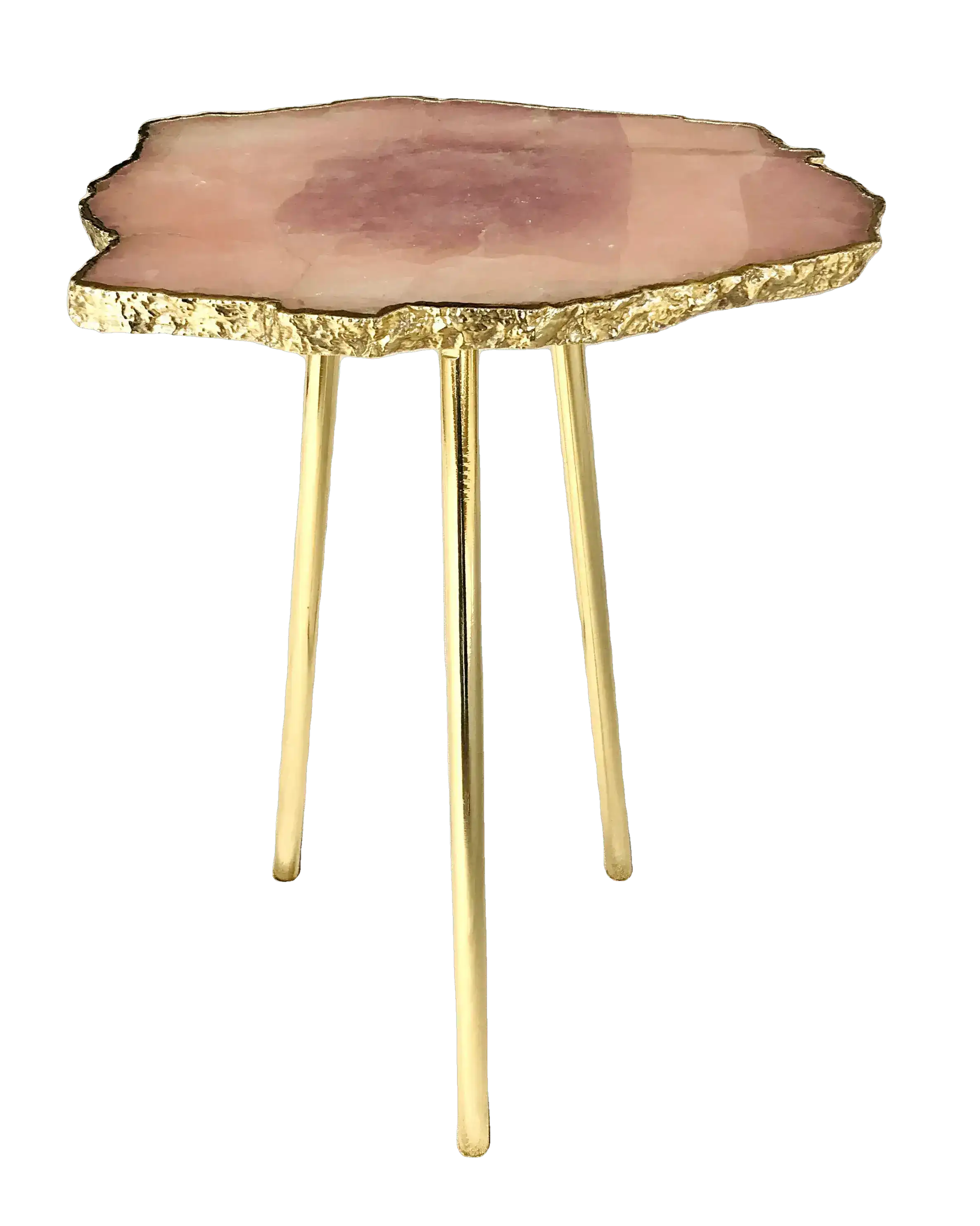Small Rose Quartz Agate Organic Edge Accent Table - Image 3