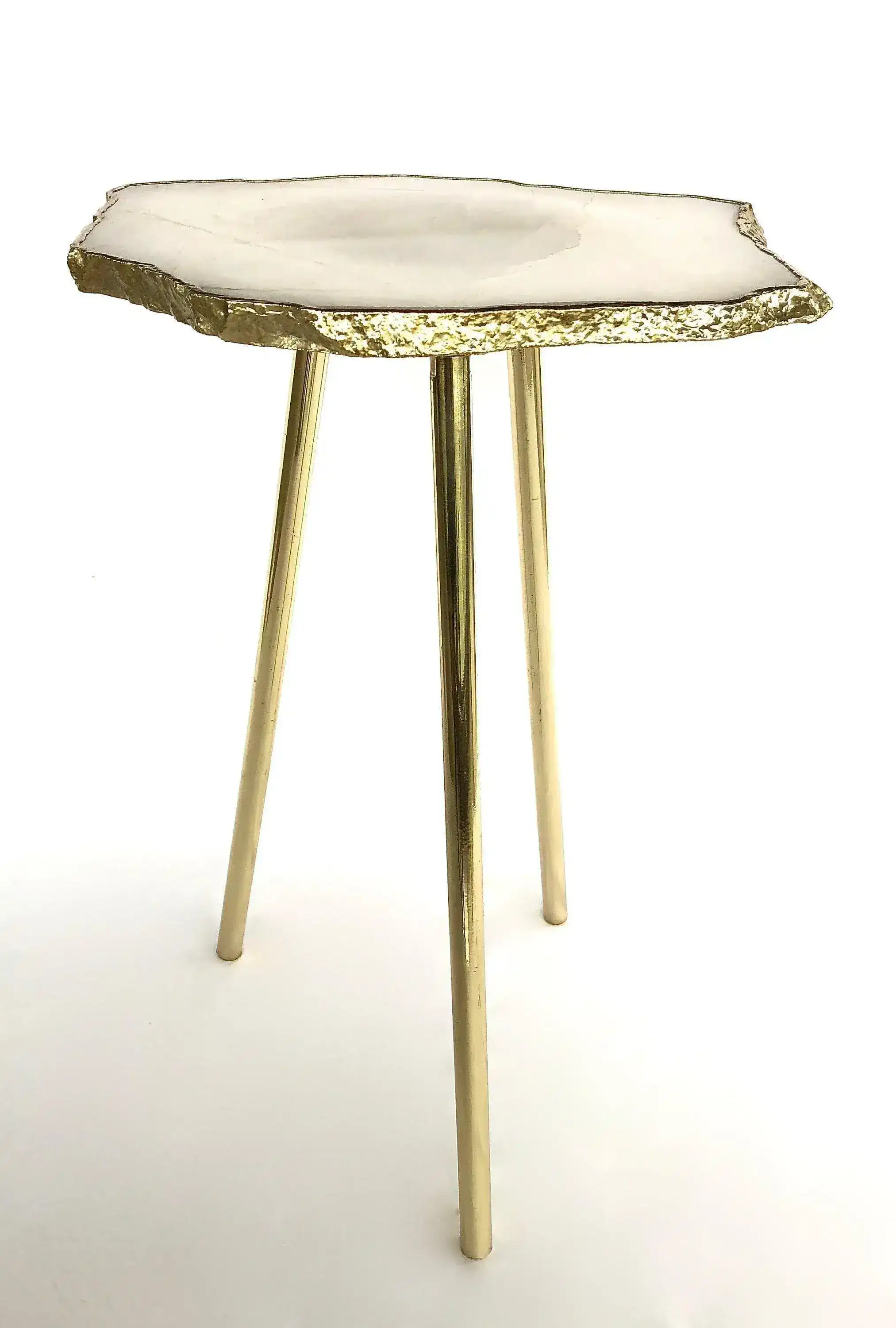 Small White Agate Quartz Organic Edge Accent Table - Image 3