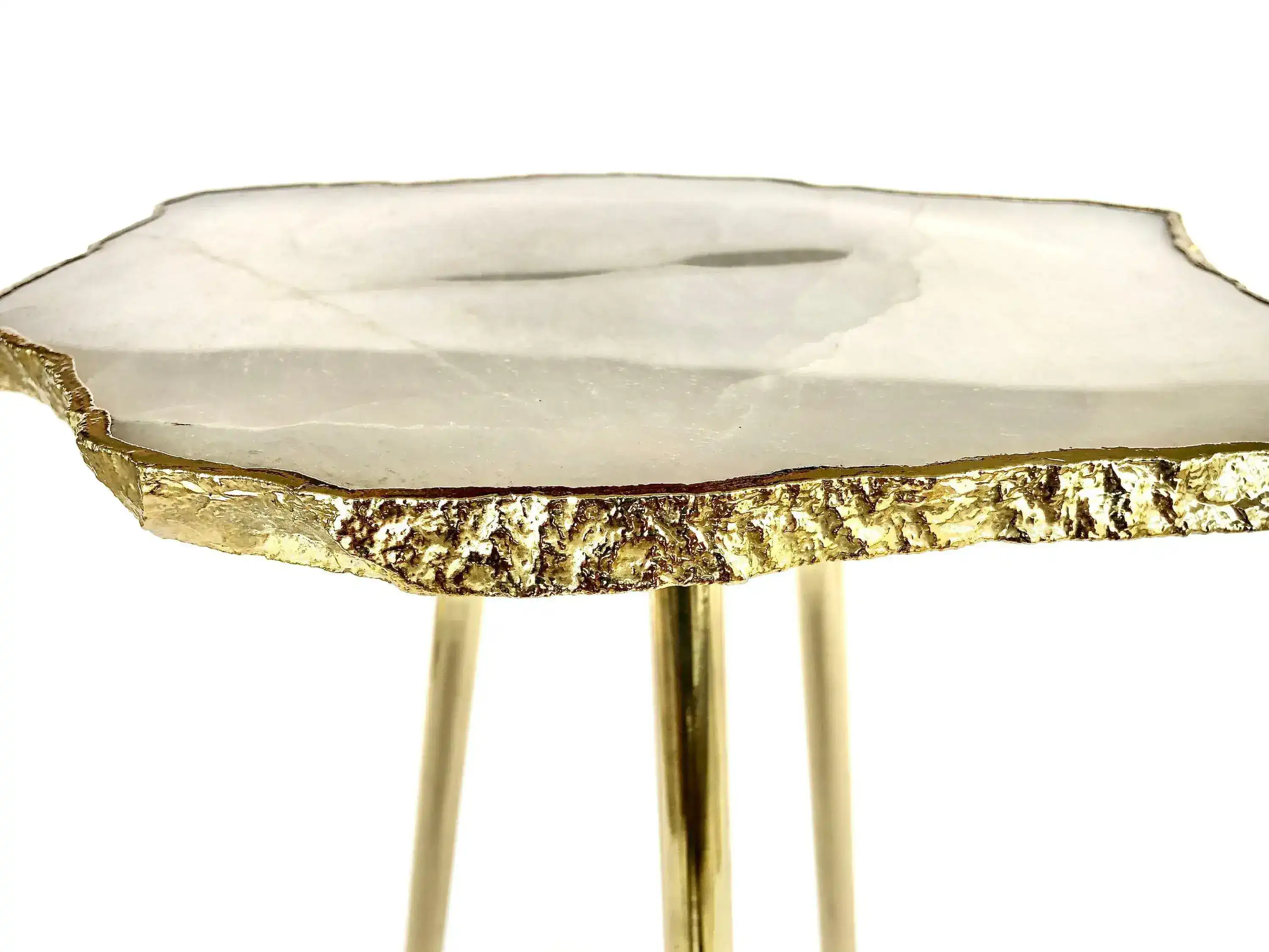 Small White Agate Quartz Organic Edge Accent Table - Image 6