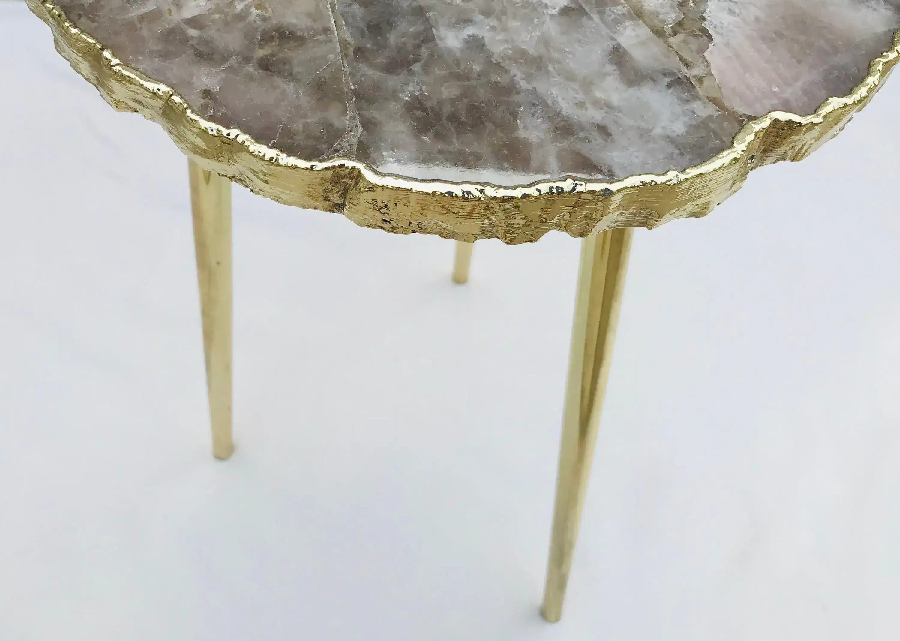 Smoky Grey Agate Organic Edge Accent Side Table - Image 3