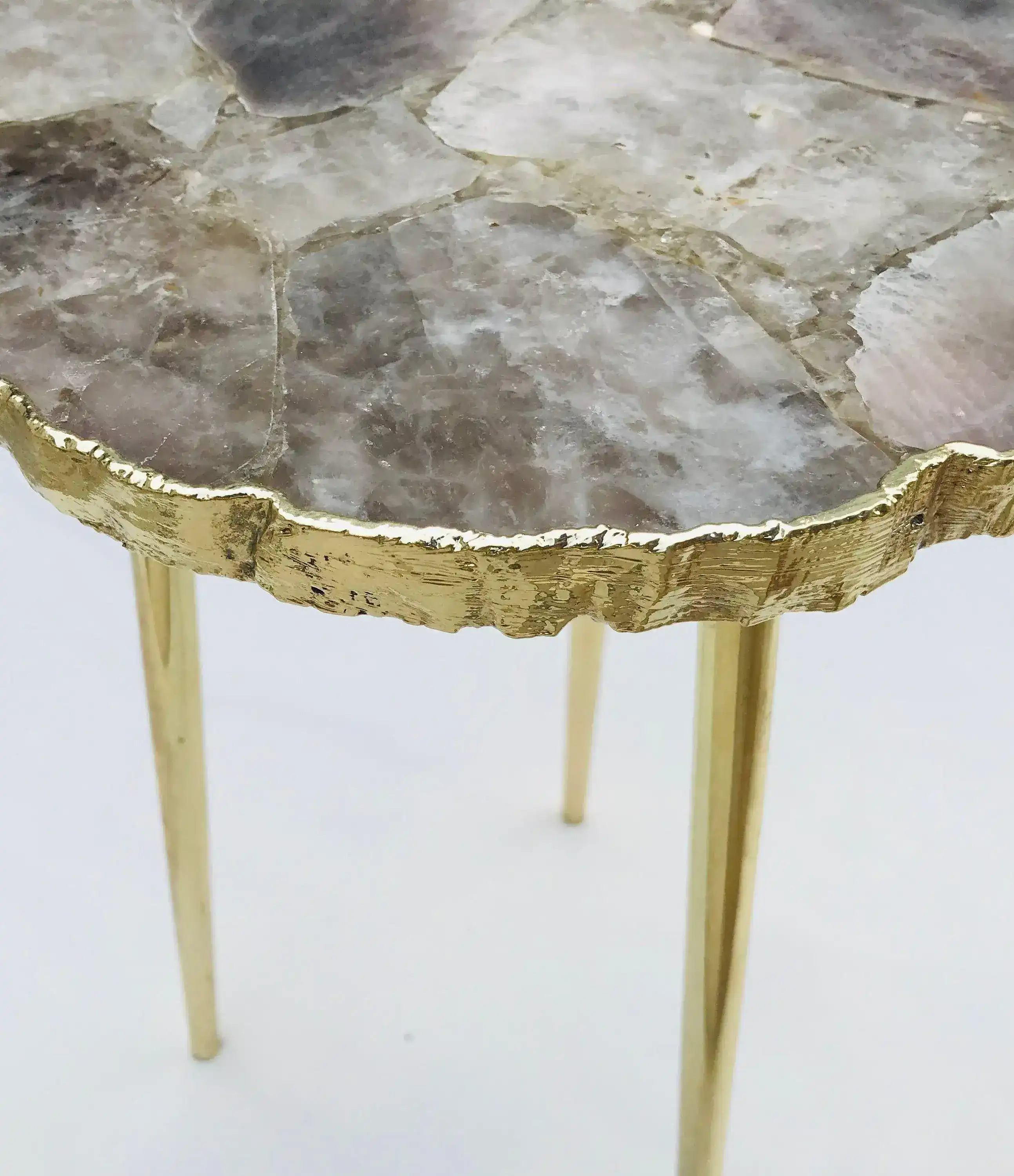 Smoky Grey Agate Organic Edge Accent Side Table - Image 9