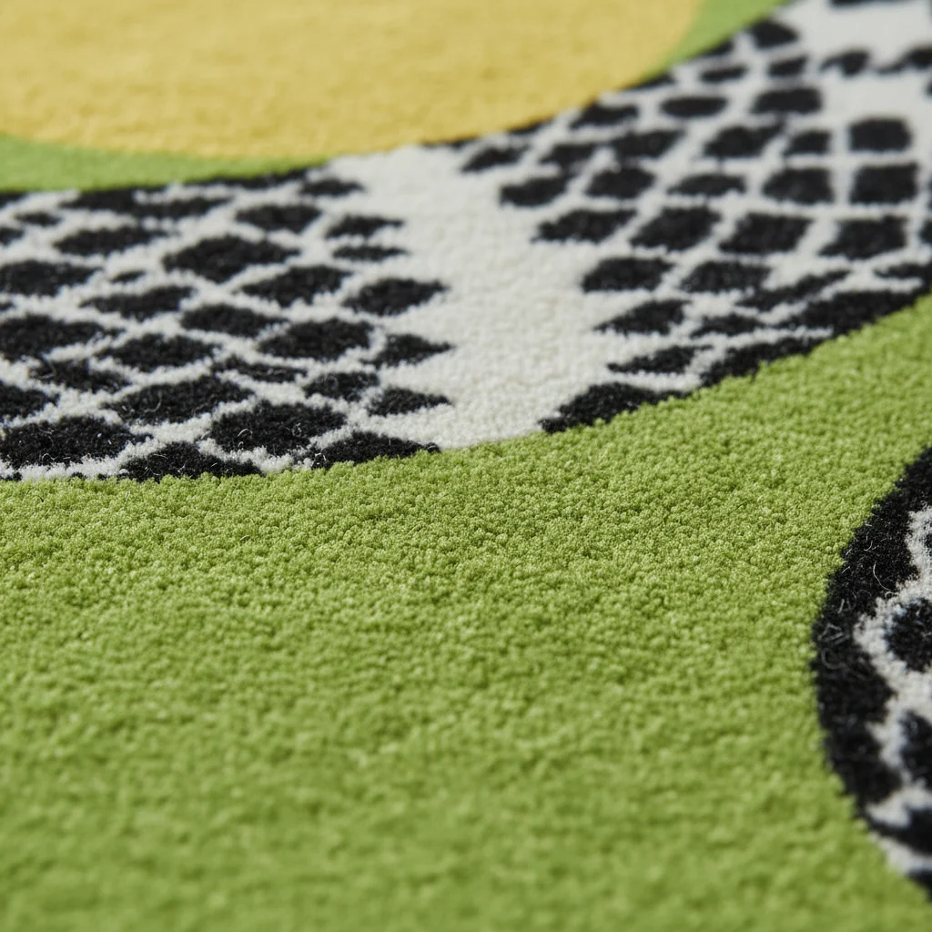 Snake and Sun Hand Tufted Wool Rug - Moss Green - Image 4