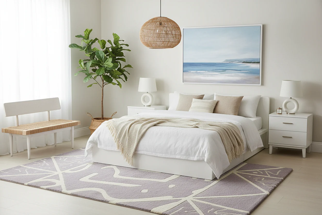 Soft Lilac Contour Hand Knotted Rug - Image 3