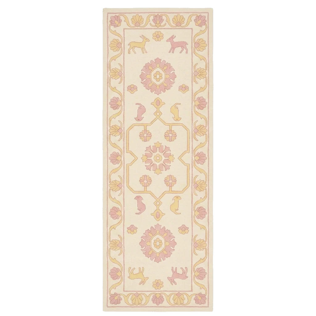 Soft Pink Geometric Fable Hand Tufted Runner Rug