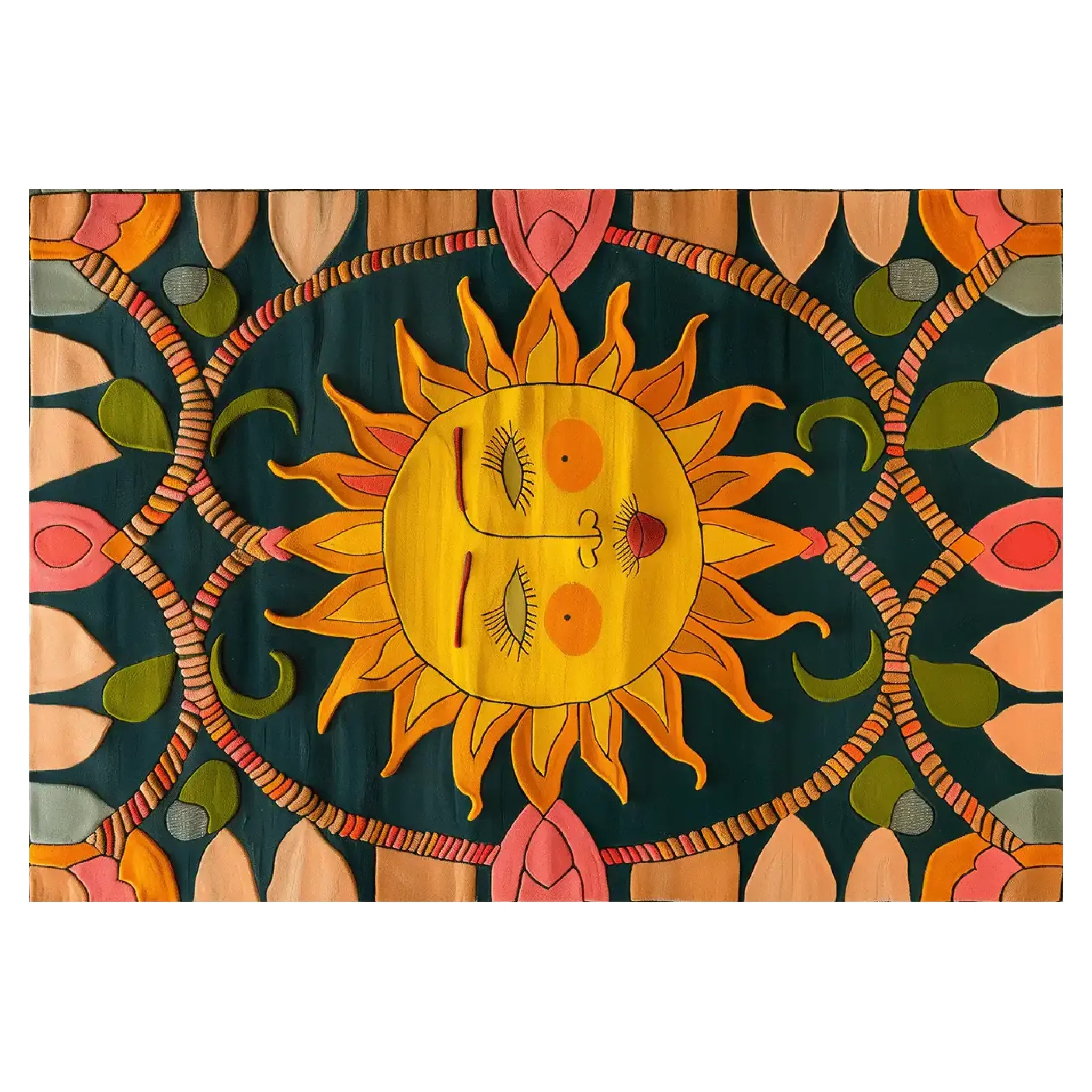 Solar Folk Art Hand Tufted Wool Rug - Image 3