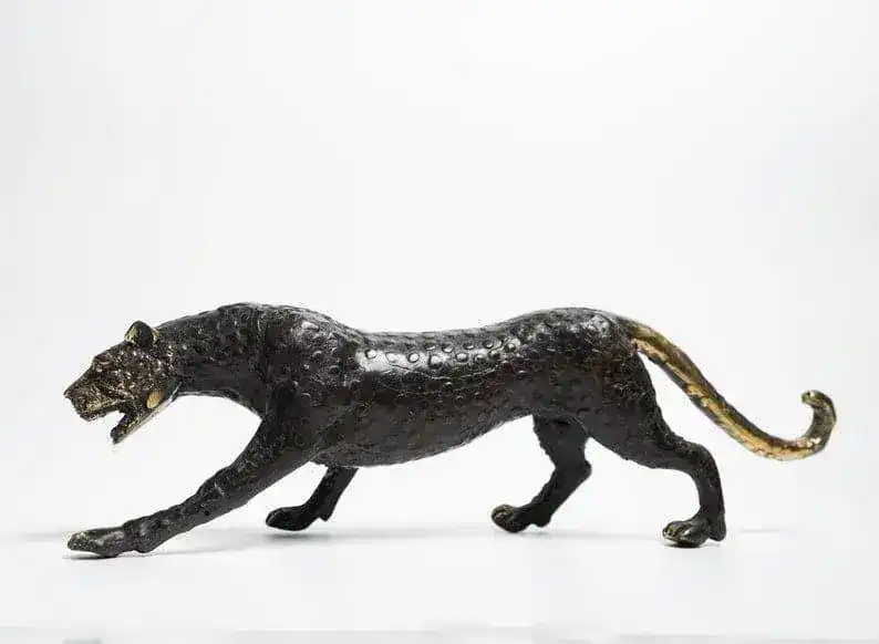 Solid Brass Black Panther Miniature Figurine Statue - Image 2