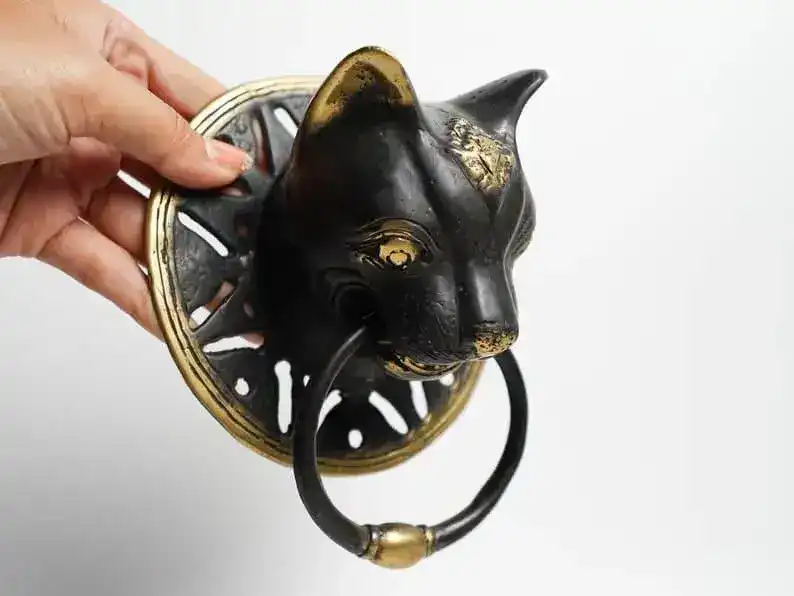 Solid Brass Egyptian Cat Door Knocker - Image 4