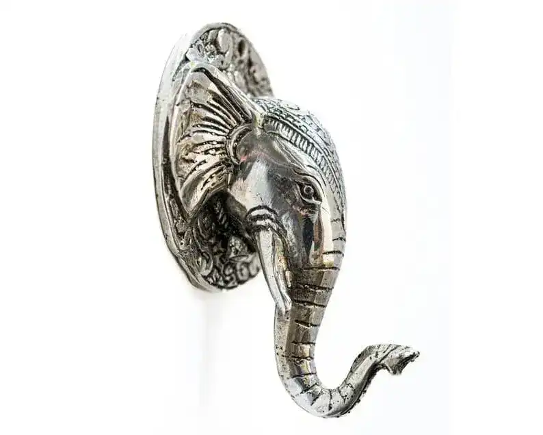 Solid Brass Elephant Head Wall Hook - Image 2