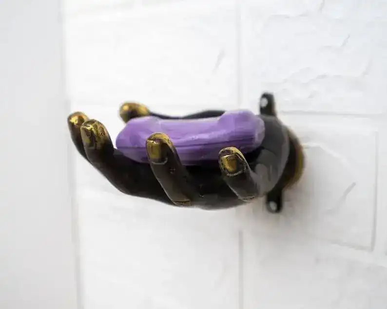 Solid Brass Hand Sculpture Storage Key Wall Holder - 2 pcs - Image 5