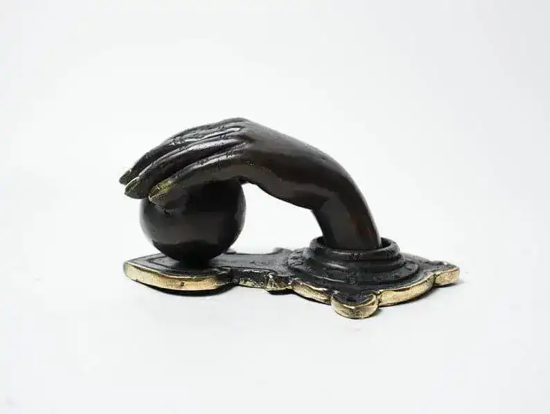 Solid Brass Lady Hand and Ball Door Knocker - Image 4