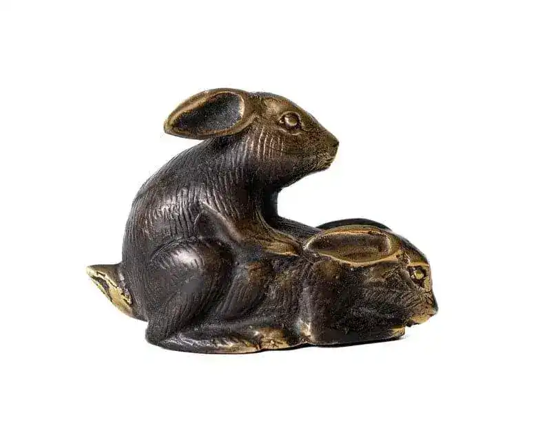 Solid Brass Making-Love Rabbits Figurine - Image 9