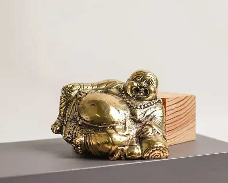 Solid Brass Mini Laughing Buddha Statue - Image 6