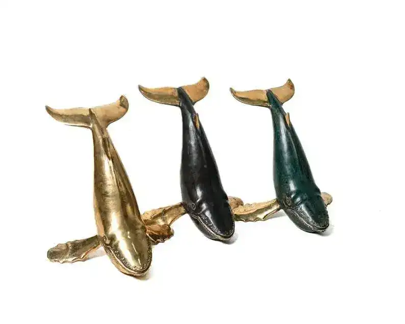 Solid Brass Posing Whale Figurine - Image 2