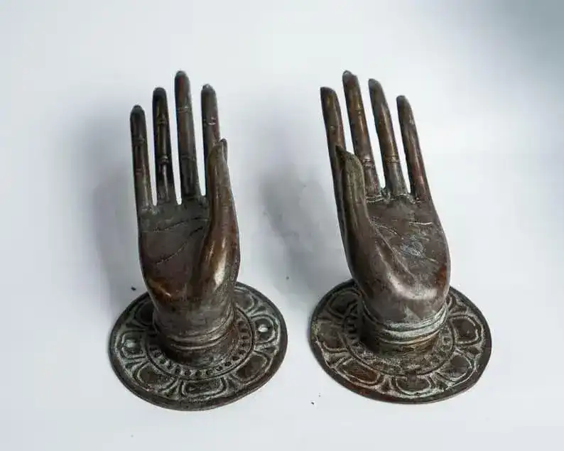 Solid Brass Shuni Mudra Buddha Hand Door Knob Handles - 2 pcs - Image 4