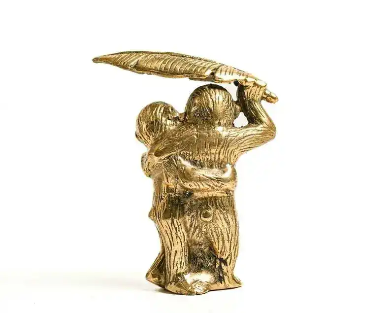 Solid Brass Two Funny Monkey Under Banana Leaf Figurine - Image 7