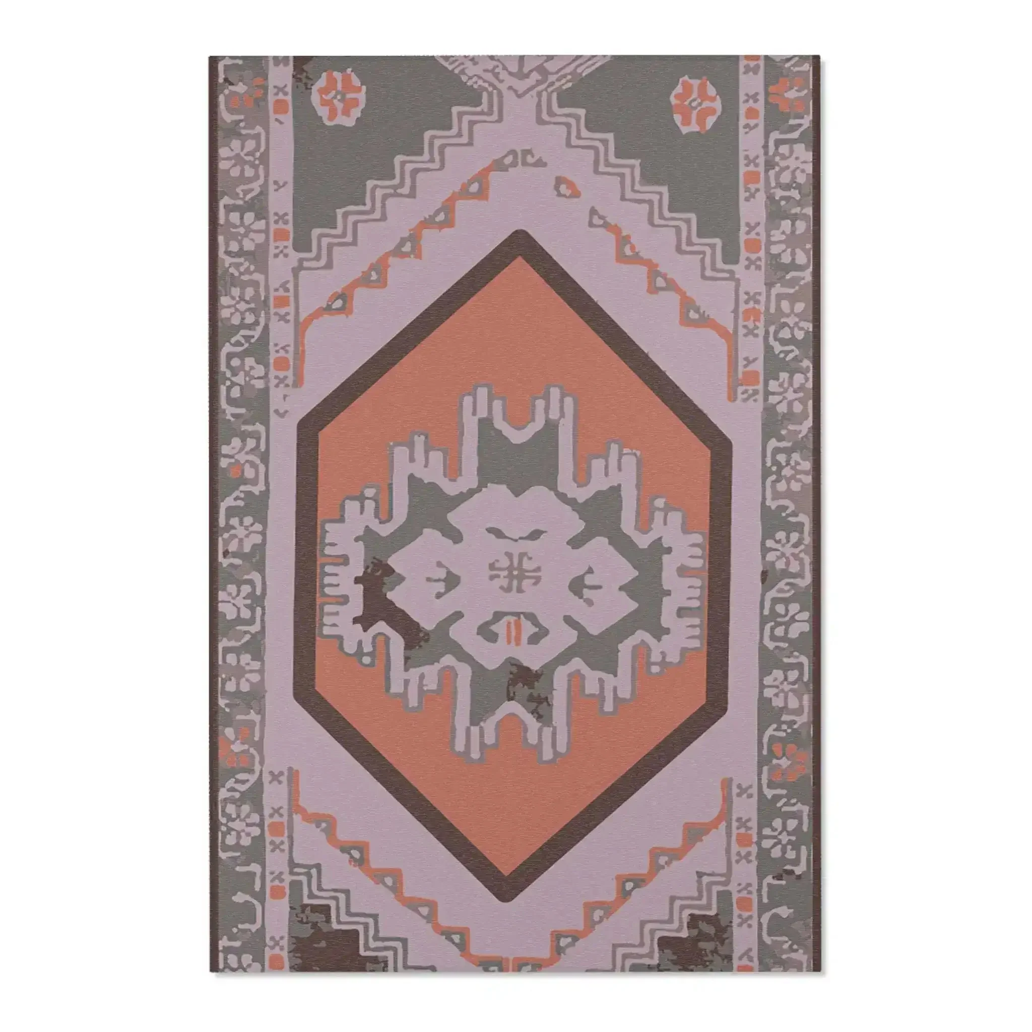 Southwestern Diamond Rust and Mauve Accent Rug - Image 3