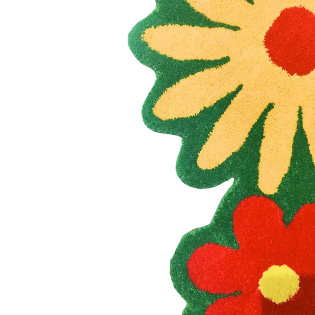 Spring Flowers in Green Field Wool Rug - Image 3