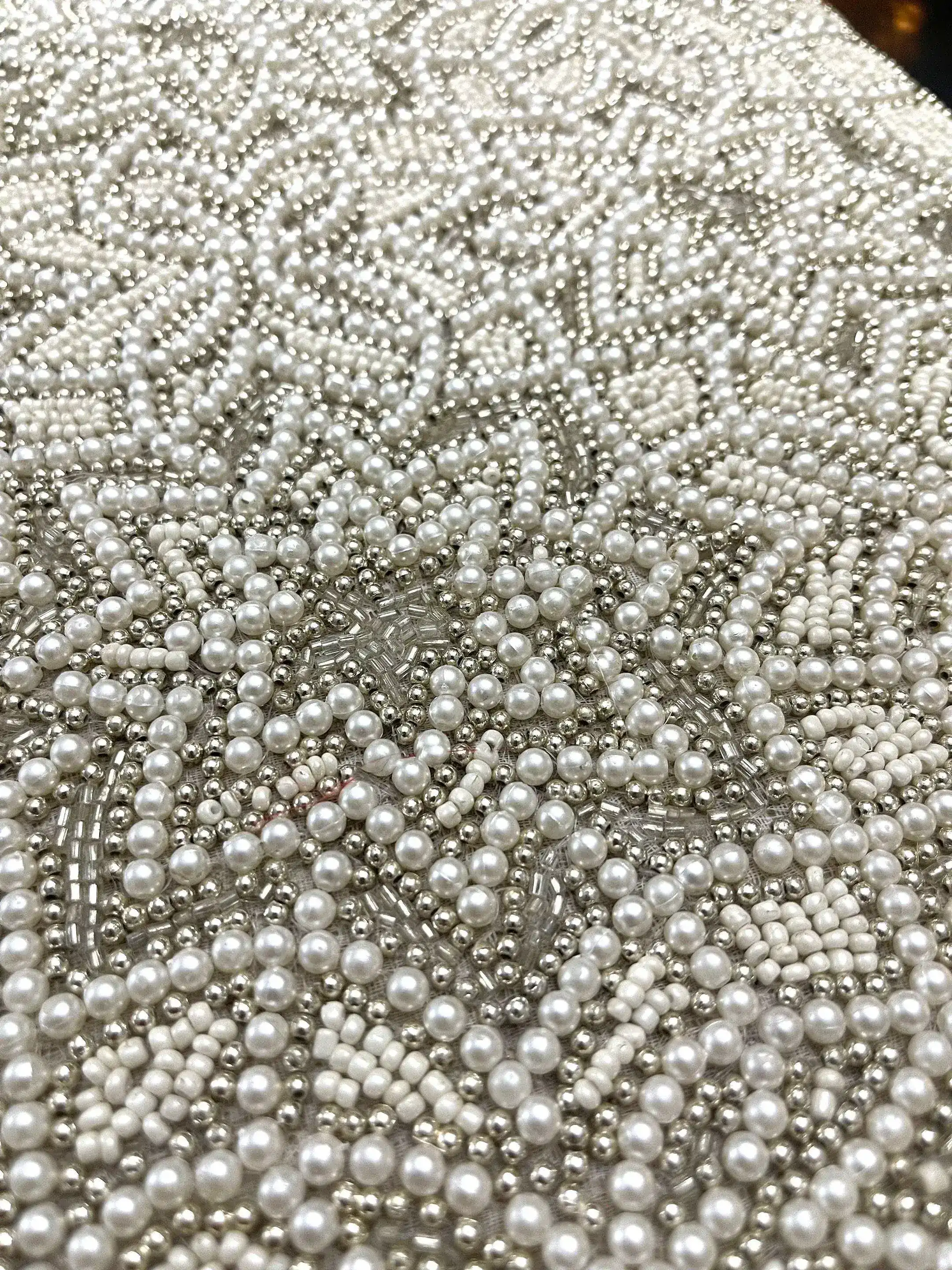 Stardom Rectangular Beaded Table Runner - Silver - Image 5