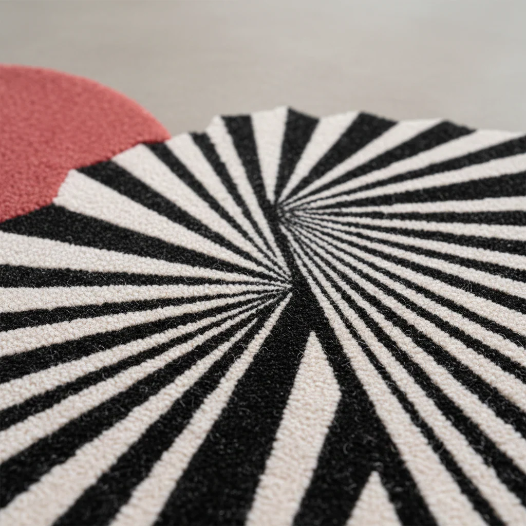 Step onto the Red Sun Hand Tufted Wool Rug - Image 4